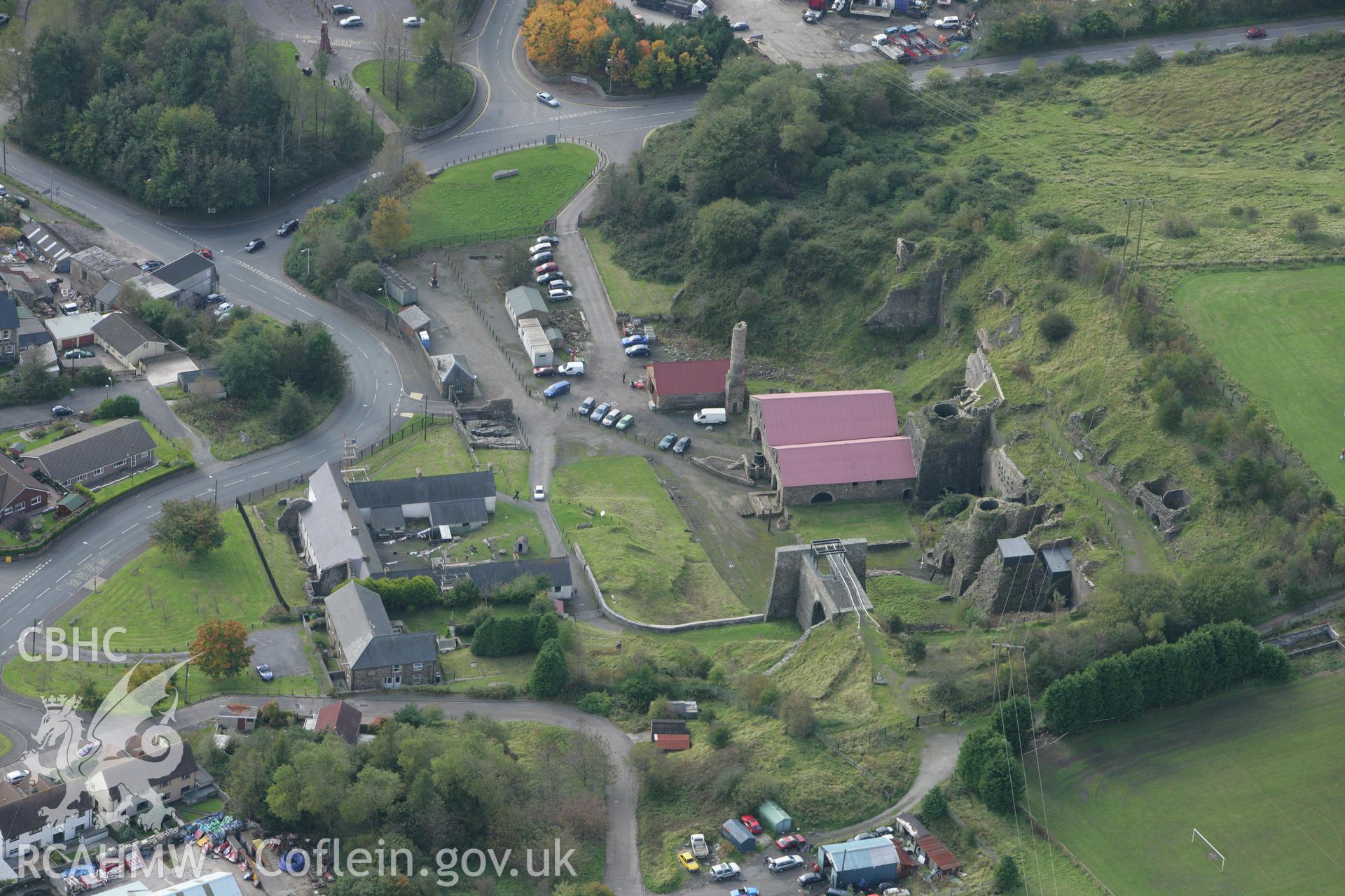 RCAHMW colour oblique photograph of Stack Square, Blaenavon, during the BBC Wales 'Coal House' series. Taken by Toby Driver on 10/10/2008.