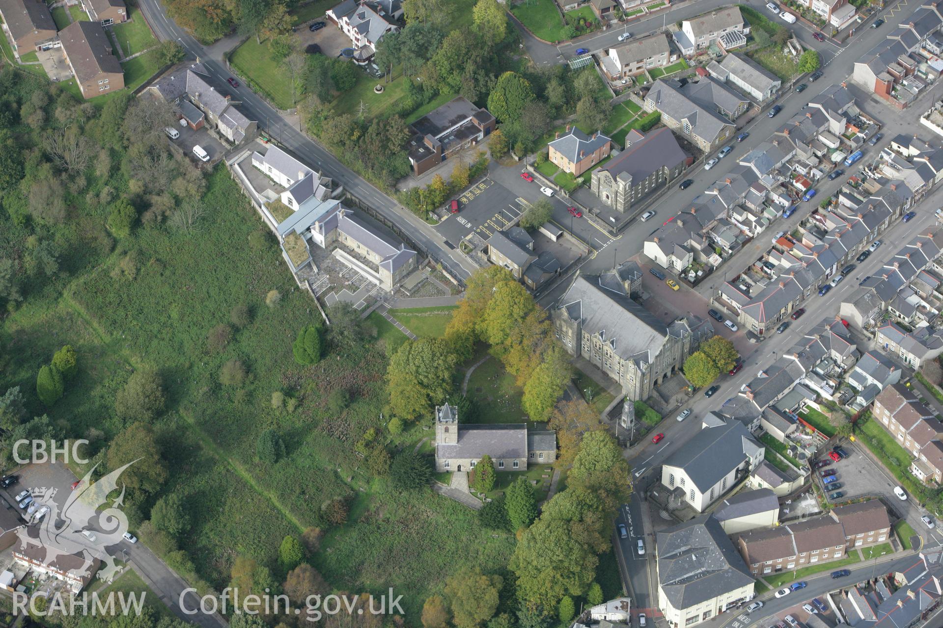 RCAHMW colour oblique photograph of Blaenavon Workmens' Hall and Institute. Taken by Toby Driver on 10/10/2008.