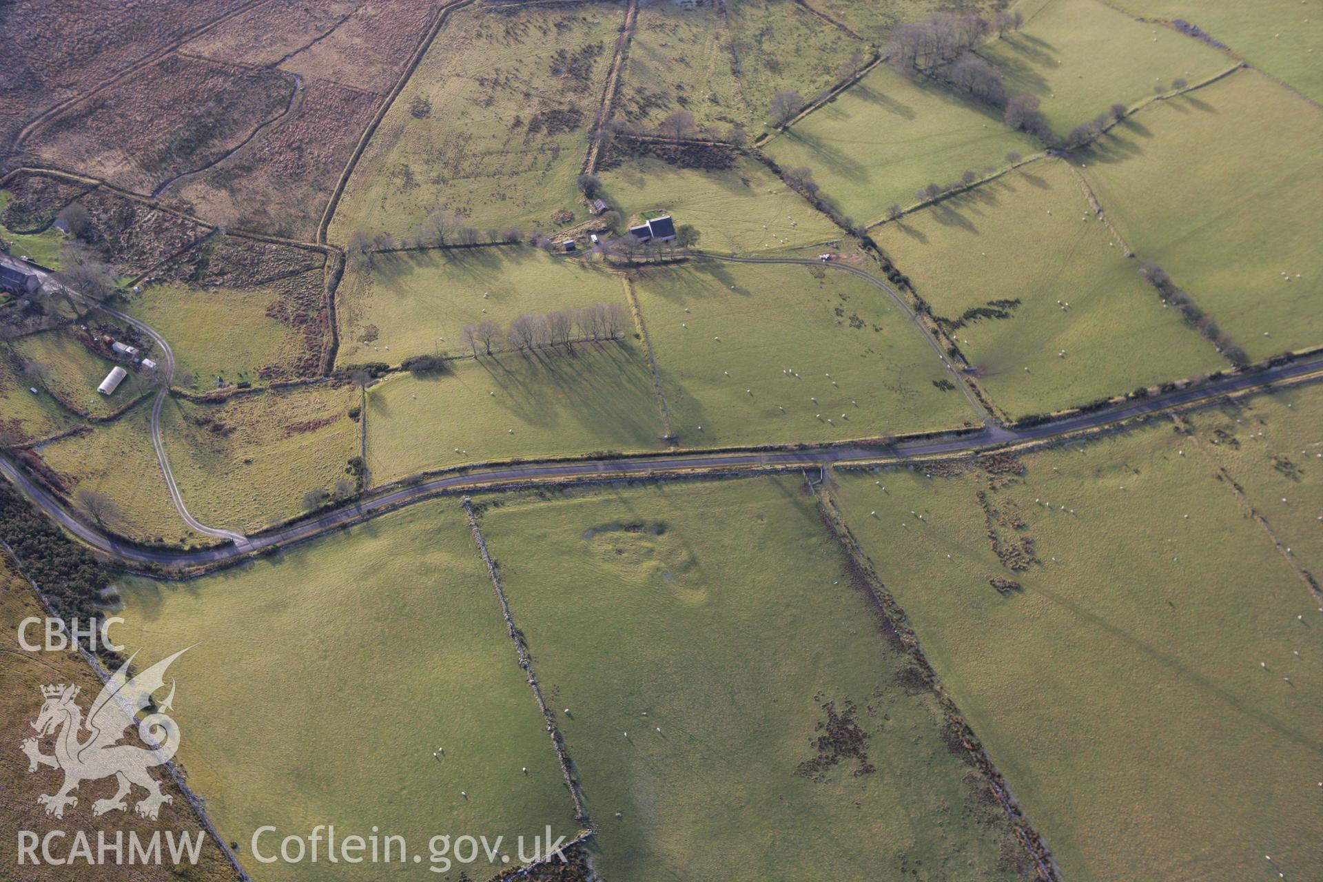 RCAHMW colour oblique photograph of Careg-y-bwci North, Roman road section. Taken by Toby Driver on 15/12/2008.