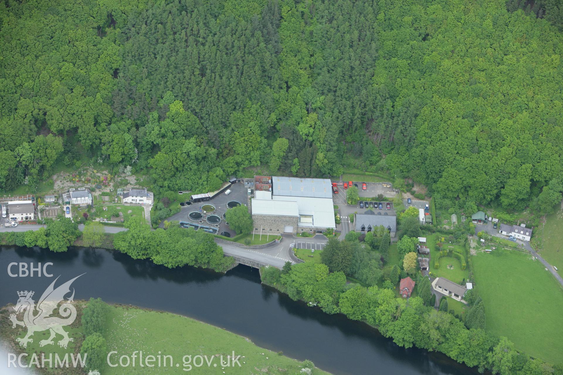 RCAHMW colour oblique photograph of Cwm Rheidol Power Station, part of the Rheidol Hydro-Electric Scheme. Taken by Toby Driver on 20/05/2008.