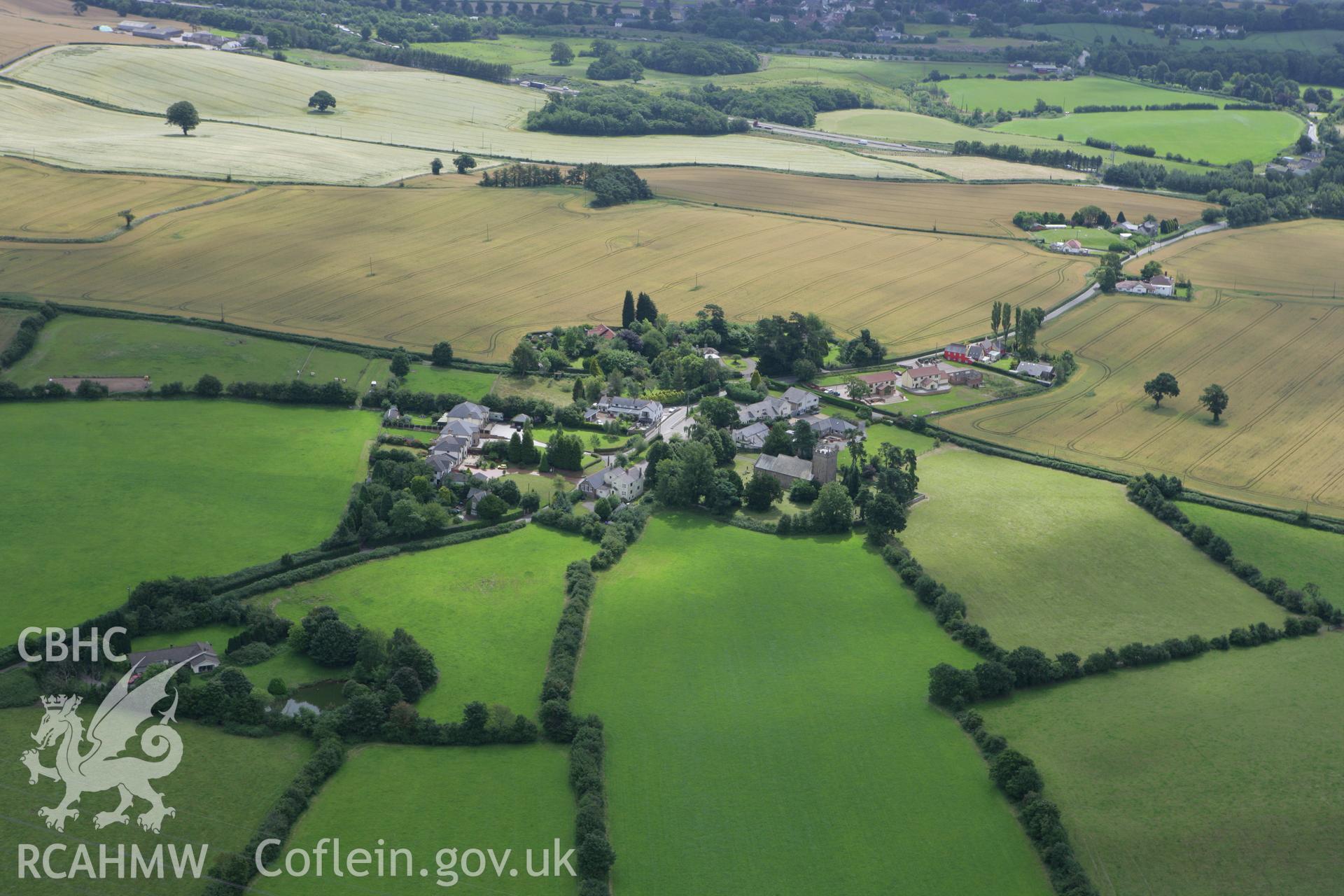 RCAHMW colour oblique photograph of Michaelston-y-Fedw village, with St Michael's Church. Taken by Toby Driver on 21/07/2008.