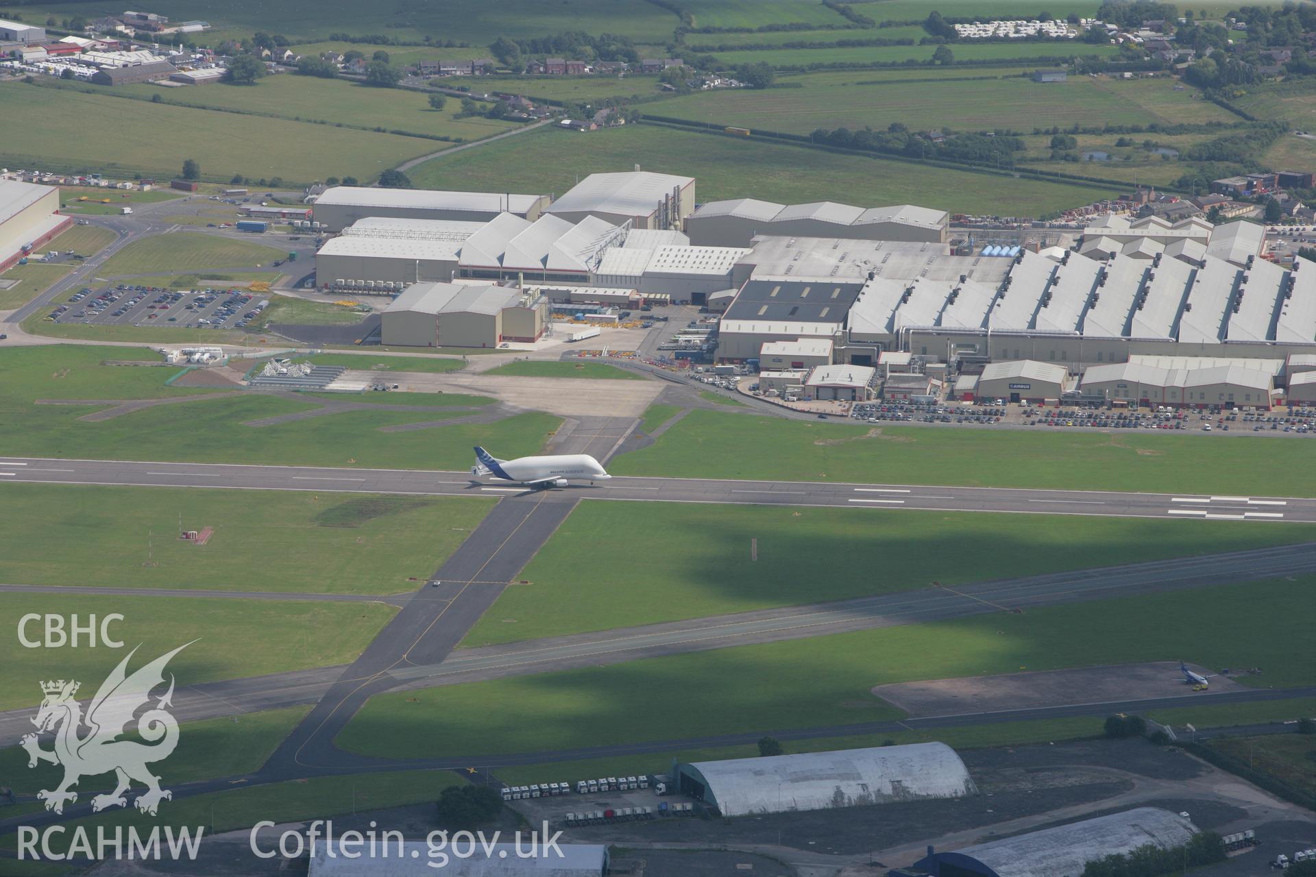 RCAHMW colour oblique photograph of Airbus Beluga taking off from Hawarden Airfield. Taken by Toby Driver on 01/07/2008.