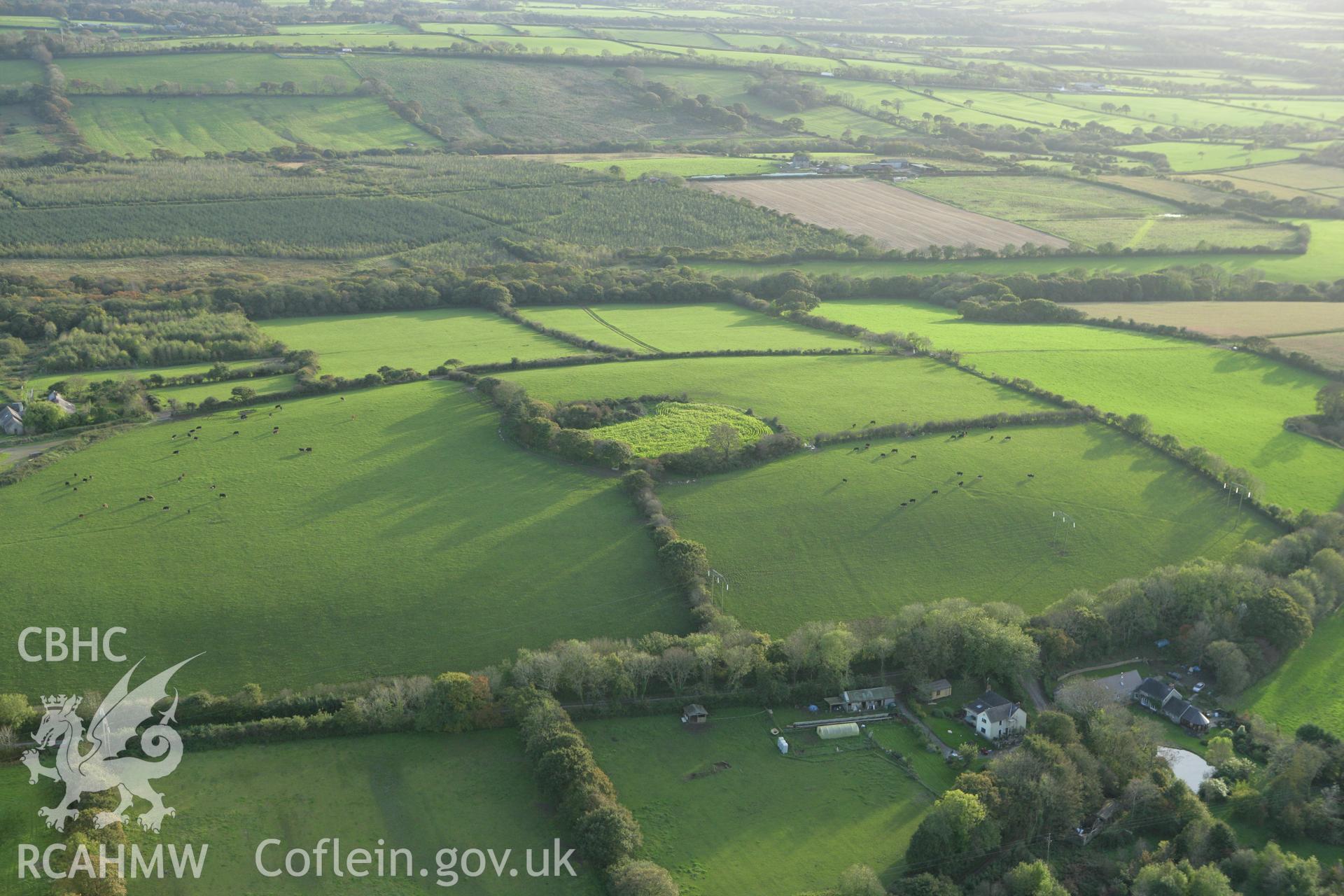 RCAHMW colour oblique photograph of Woodbarn Rath. Taken by Toby Driver on 16/10/2008.