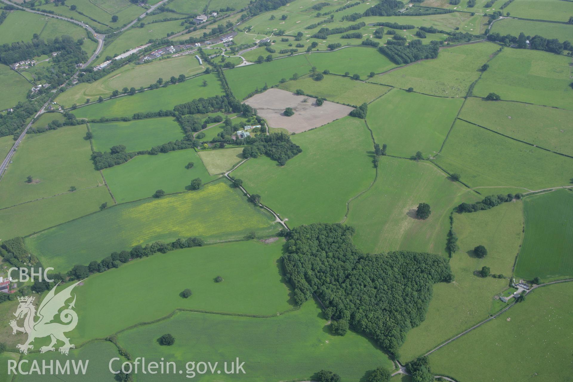 RCAHMW colour oblique photograph of Offa's Dyke, sections north and south of Plas Offa and at Caeau-Gwynion. Taken by Toby Driver on 01/07/2008.