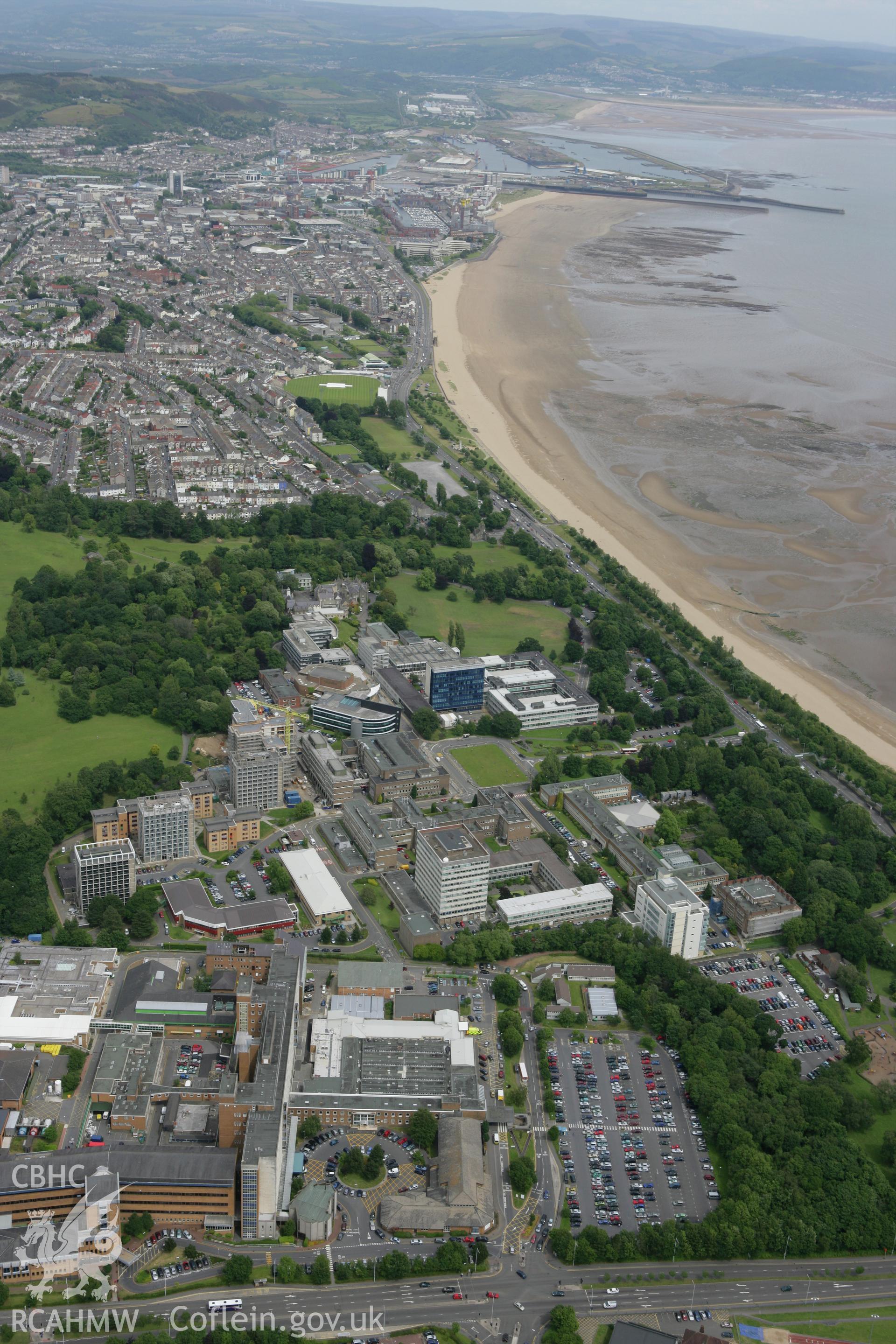 RCAHMW colour oblique photograph of Swansea University. Taken by Toby Driver on 20/06/2008.