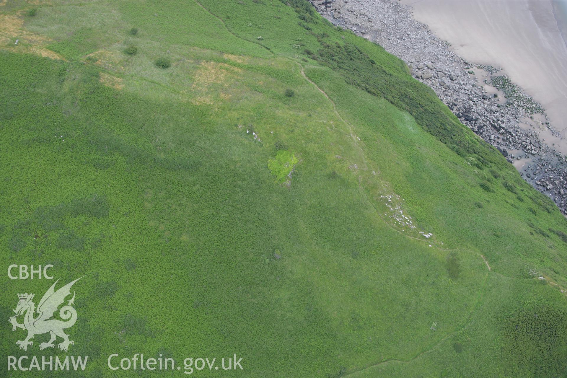 RCAHMW colour oblique photograph of Napps Head Camp. Taken by Toby Driver on 20/06/2008.