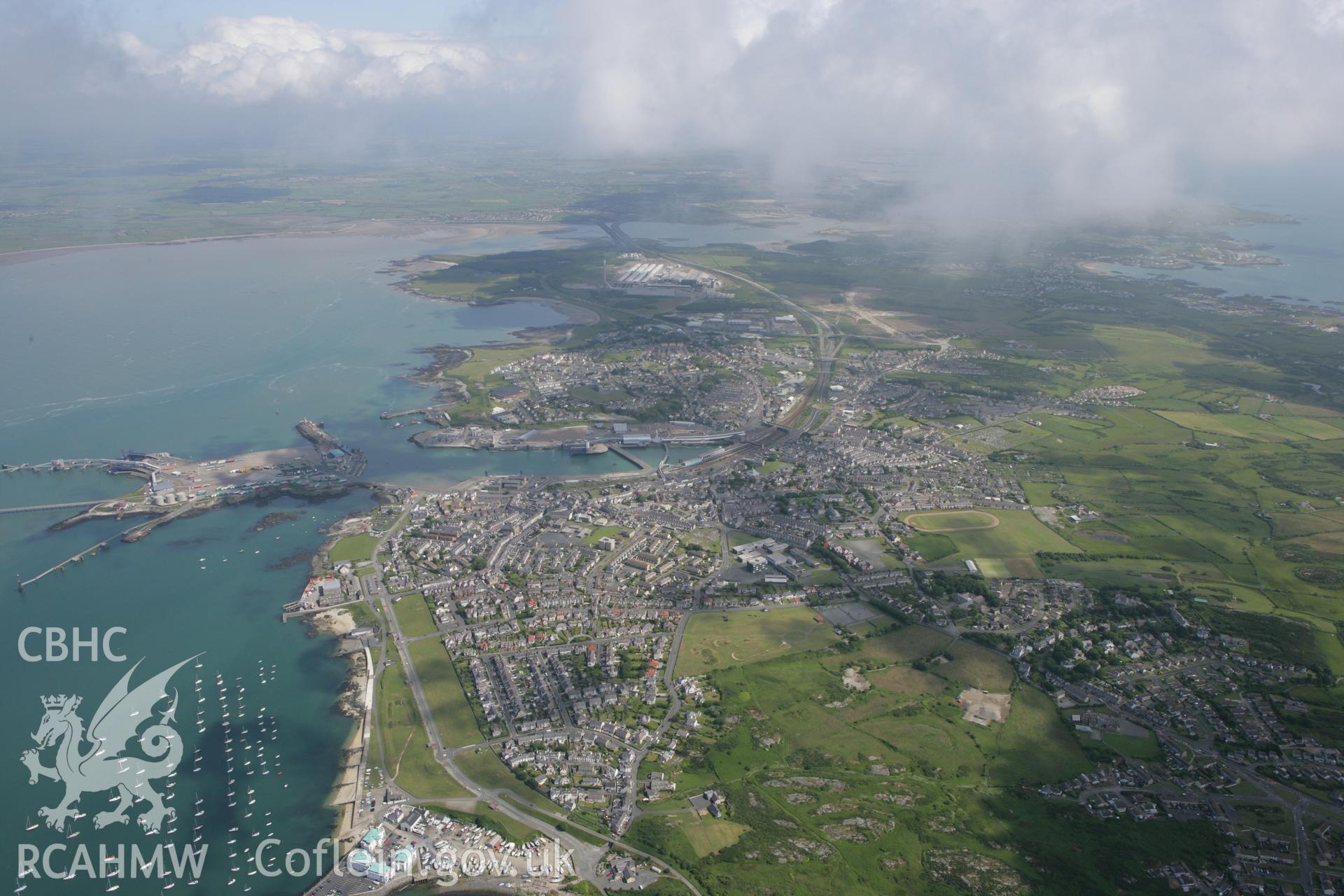 RCAHMW colour oblique photograph of Holyhead Harbour, view from the west. Taken by Toby Driver on 13/06/2008.