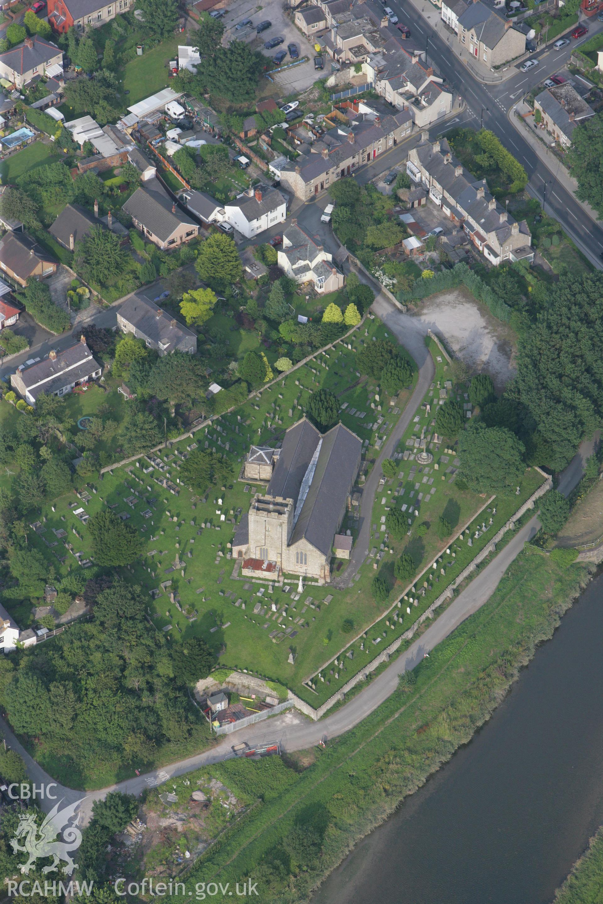 RCAHMW colour oblique photograph of St Mary's Church, Rhuddlan. Taken by Toby Driver on 24/07/2008.