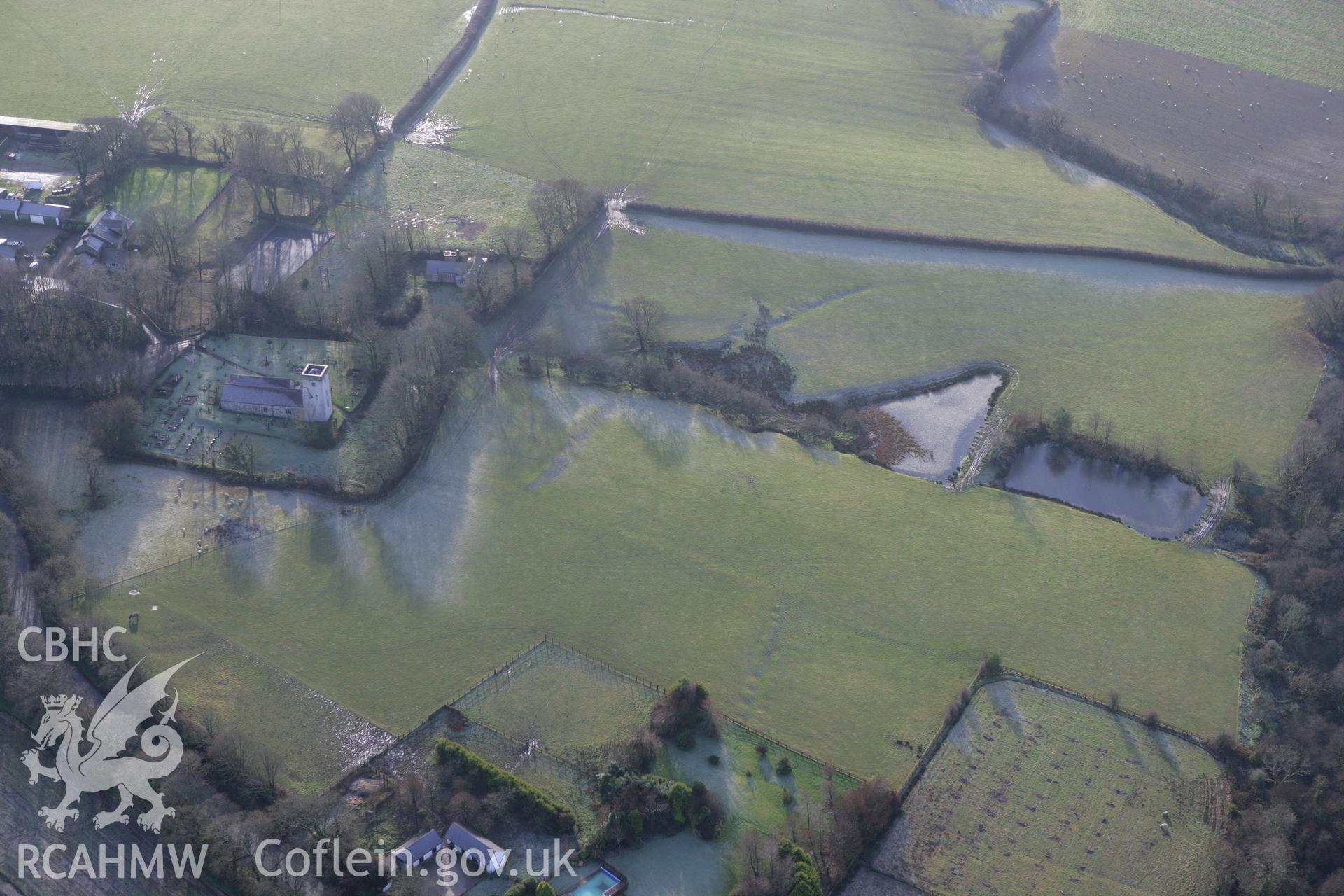 RCAHMW colour oblique photograph of St Michael's Church, Rudbaxton. Taken by Toby Driver on 15/12/2008.