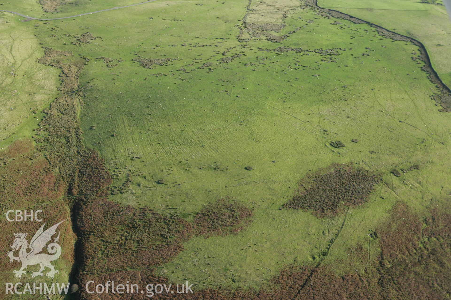 RCAHMW colour oblique photograph of Pen Garnbugail Ring Cairns, Gelligaer Common. Taken by Toby Driver on 16/10/2008.