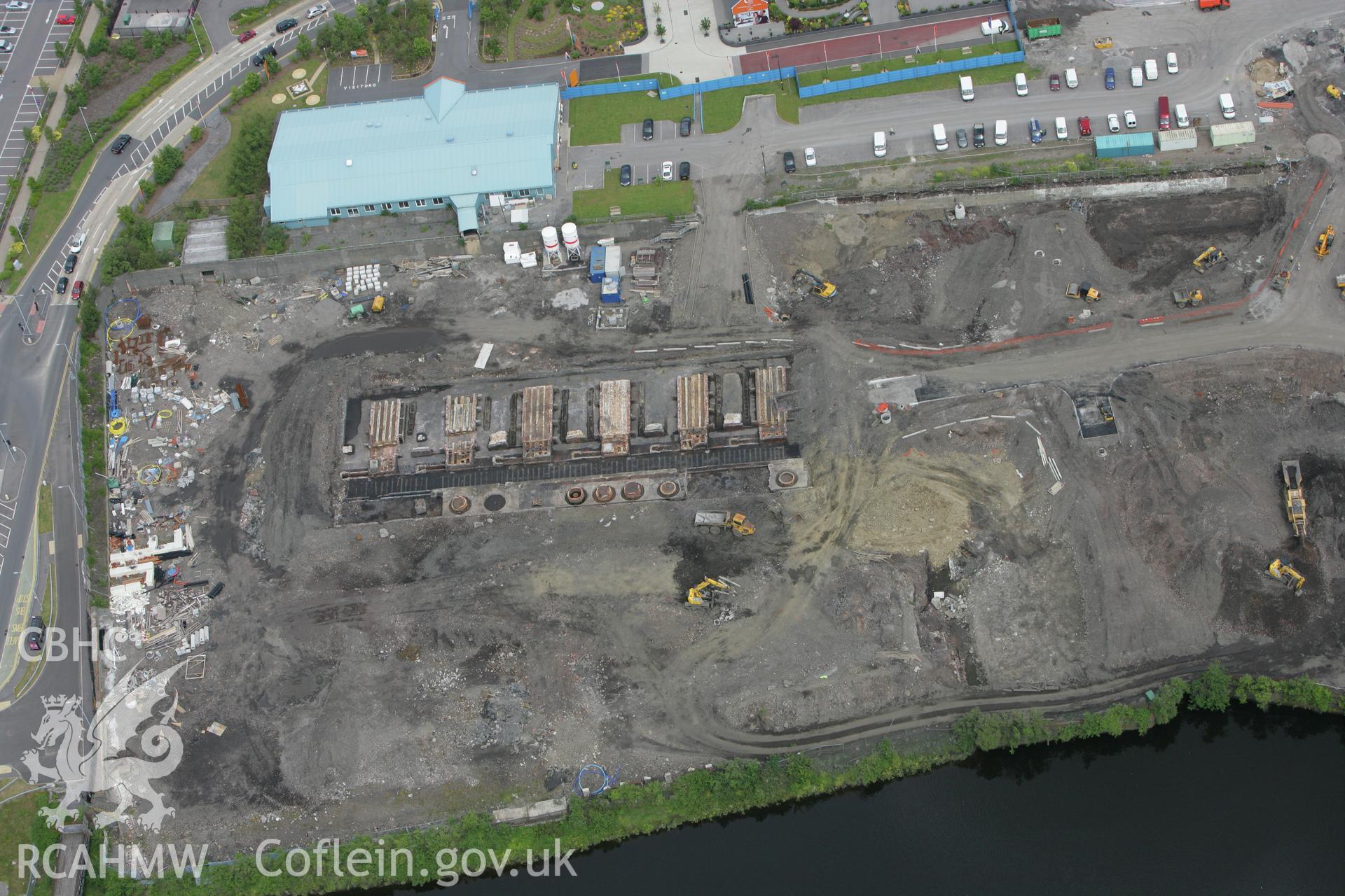 RCAHMW colour oblique photograph of Excavations, Upper Bank Copperworks, Swansea. Taken by Toby Driver on 20/06/2008.