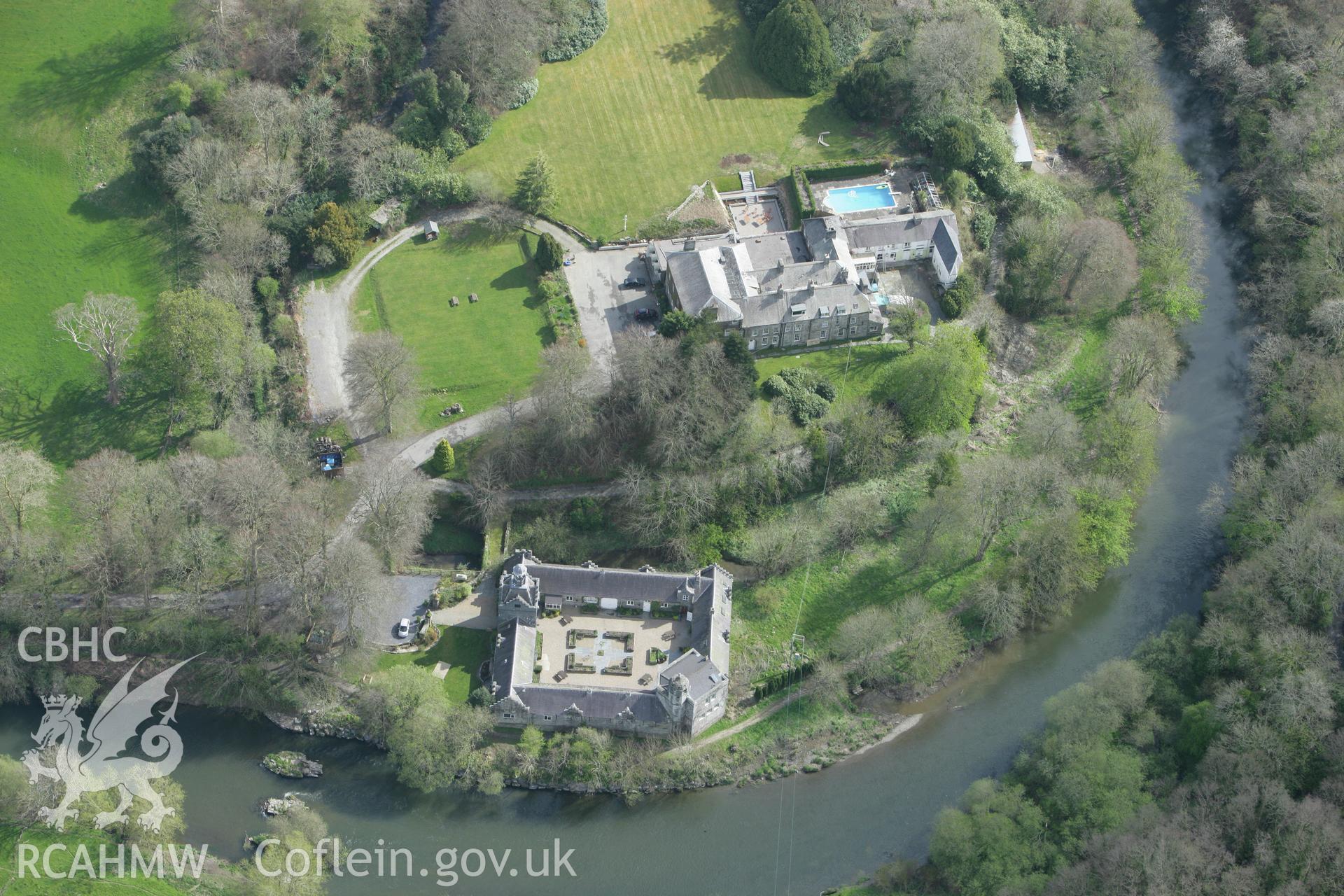 RCAHMW colour oblique photograph of Castell Malgwyn. Taken by Toby Driver on 24/04/2008.