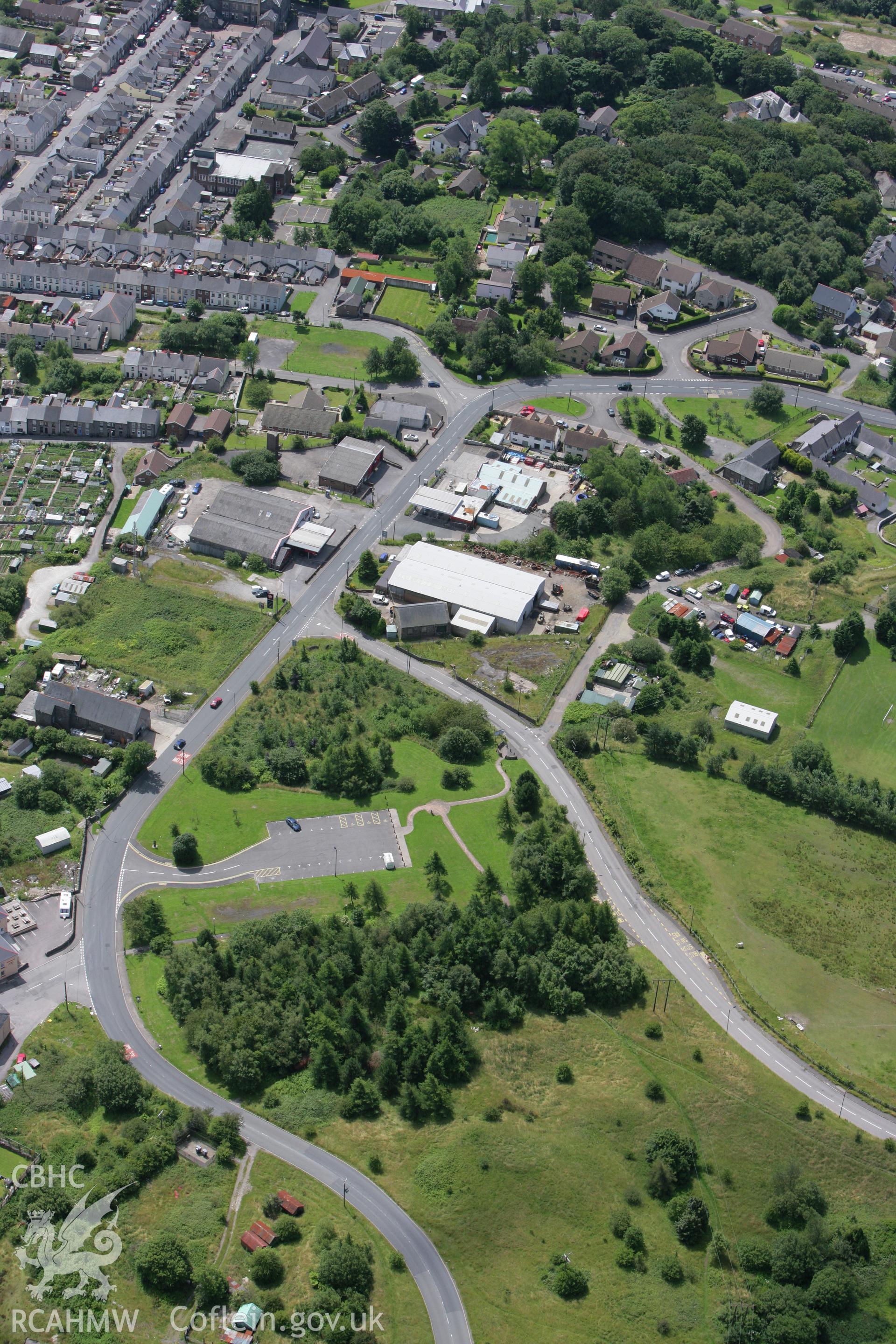 RCAHMW colour oblique photograph of Blaenavon townscape, from the north, with Bunker's Hill. Taken by Toby Driver on 21/07/2008.