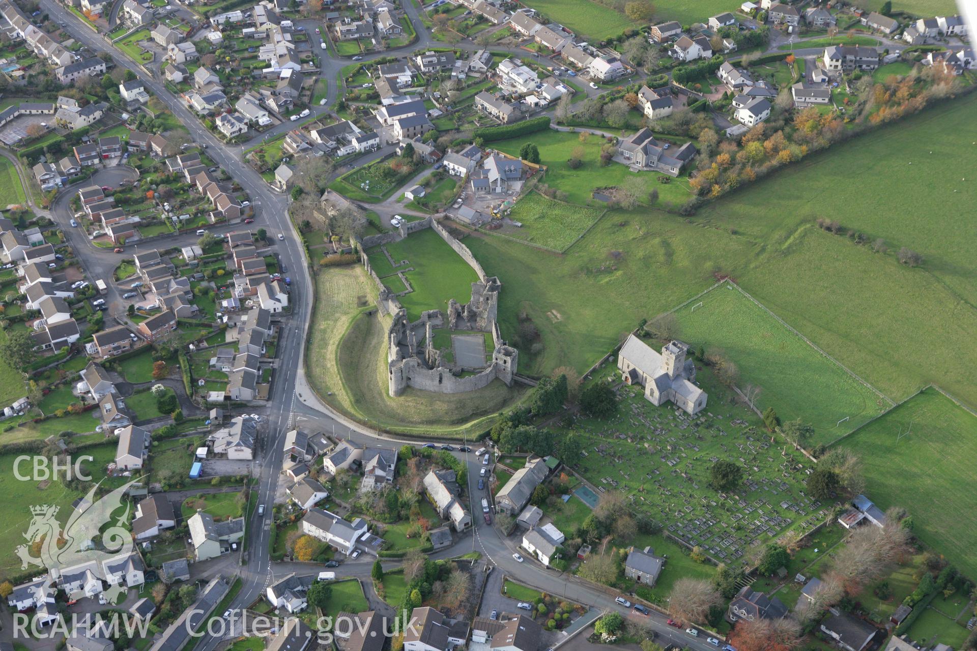 RCAHMW colour oblique photograph of Coity Castle. Taken by Toby Driver on 12/11/2008.