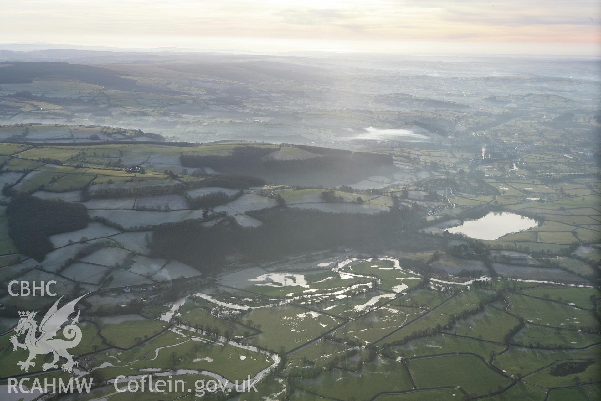 RCAHMW colour oblique photograph of Llyn Pencarreg. Taken by Toby Driver on 15/12/2008.