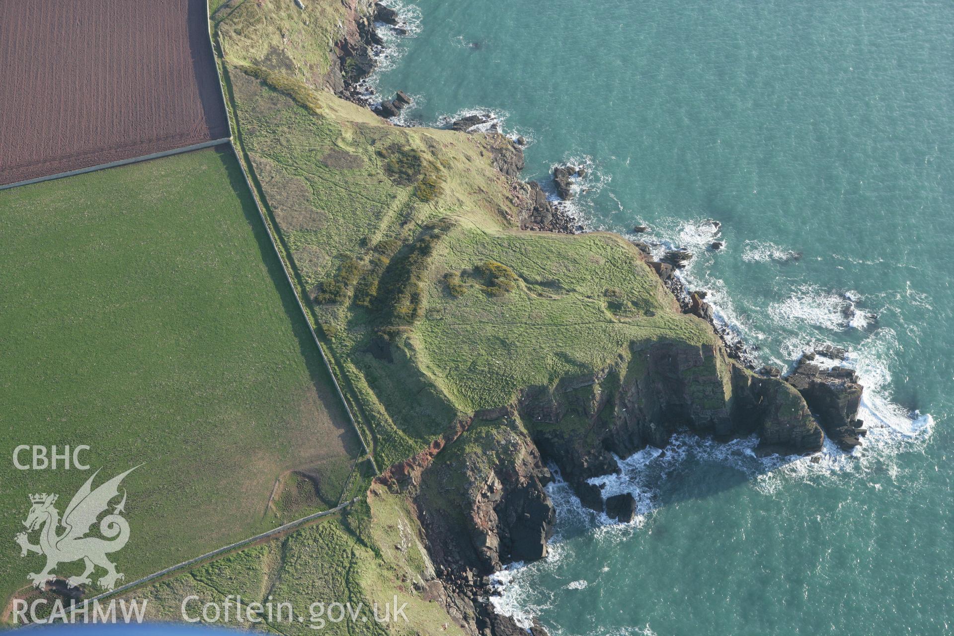 RCAHMW colour oblique photograph of Tower Point Rath. Taken by Toby Driver on 04/03/2008.