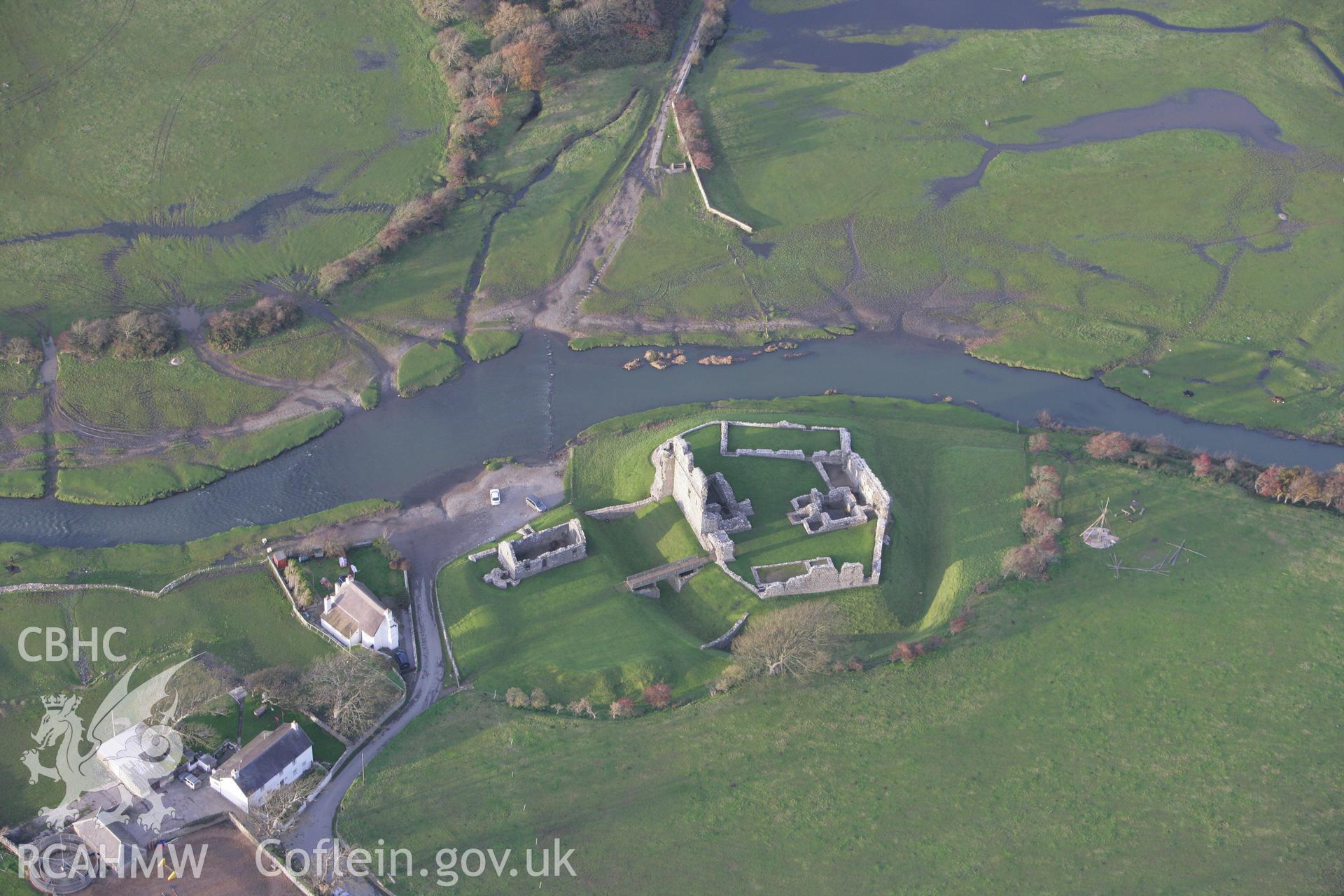 RCAHMW colour oblique photograph of Ogmore Castle. Taken by Toby Driver on 12/11/2008.