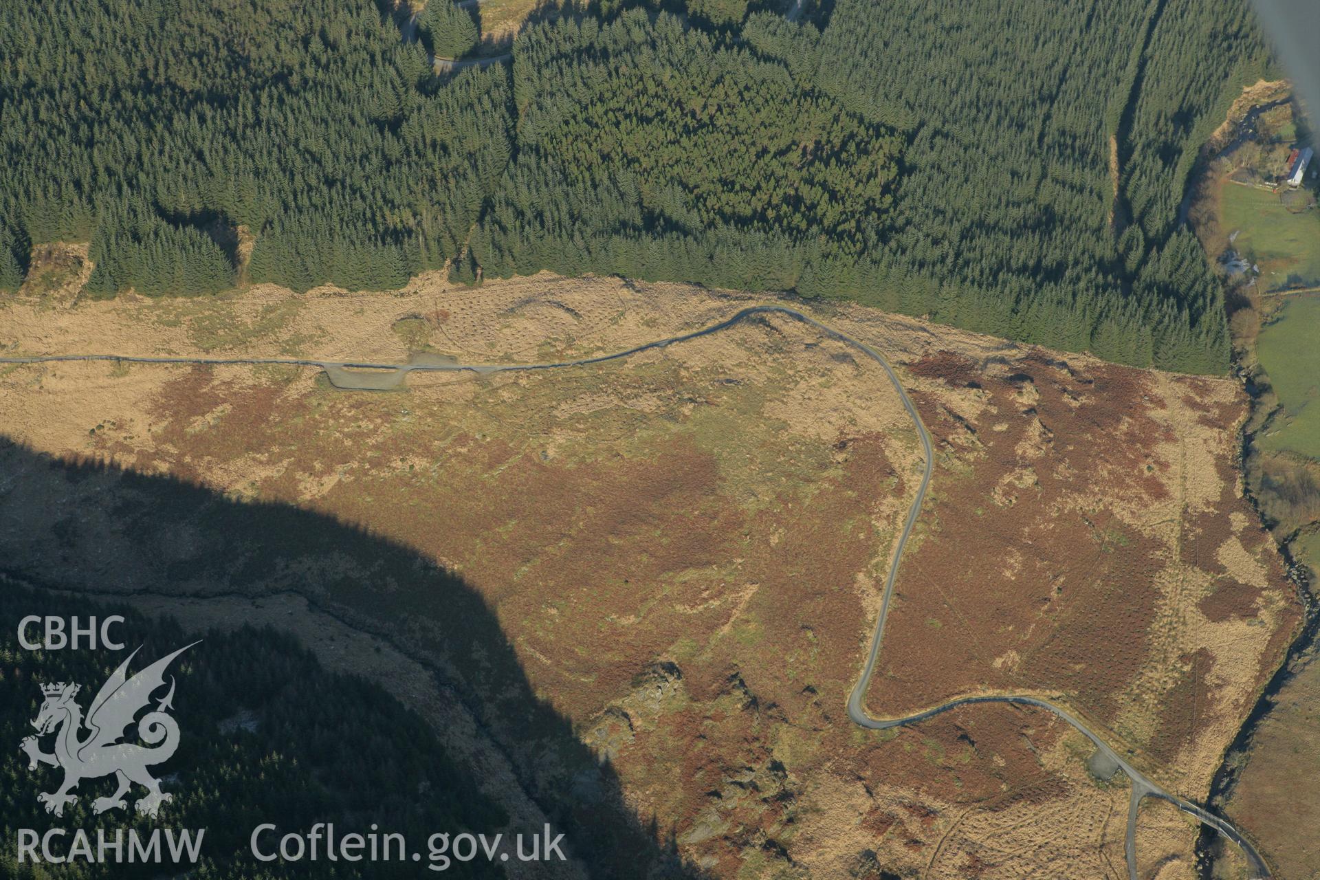 RCAHMW colour oblique photograph of Cairn cemetery on Esgair Gerwyn. Taken by Toby Driver on 20/12/2007.