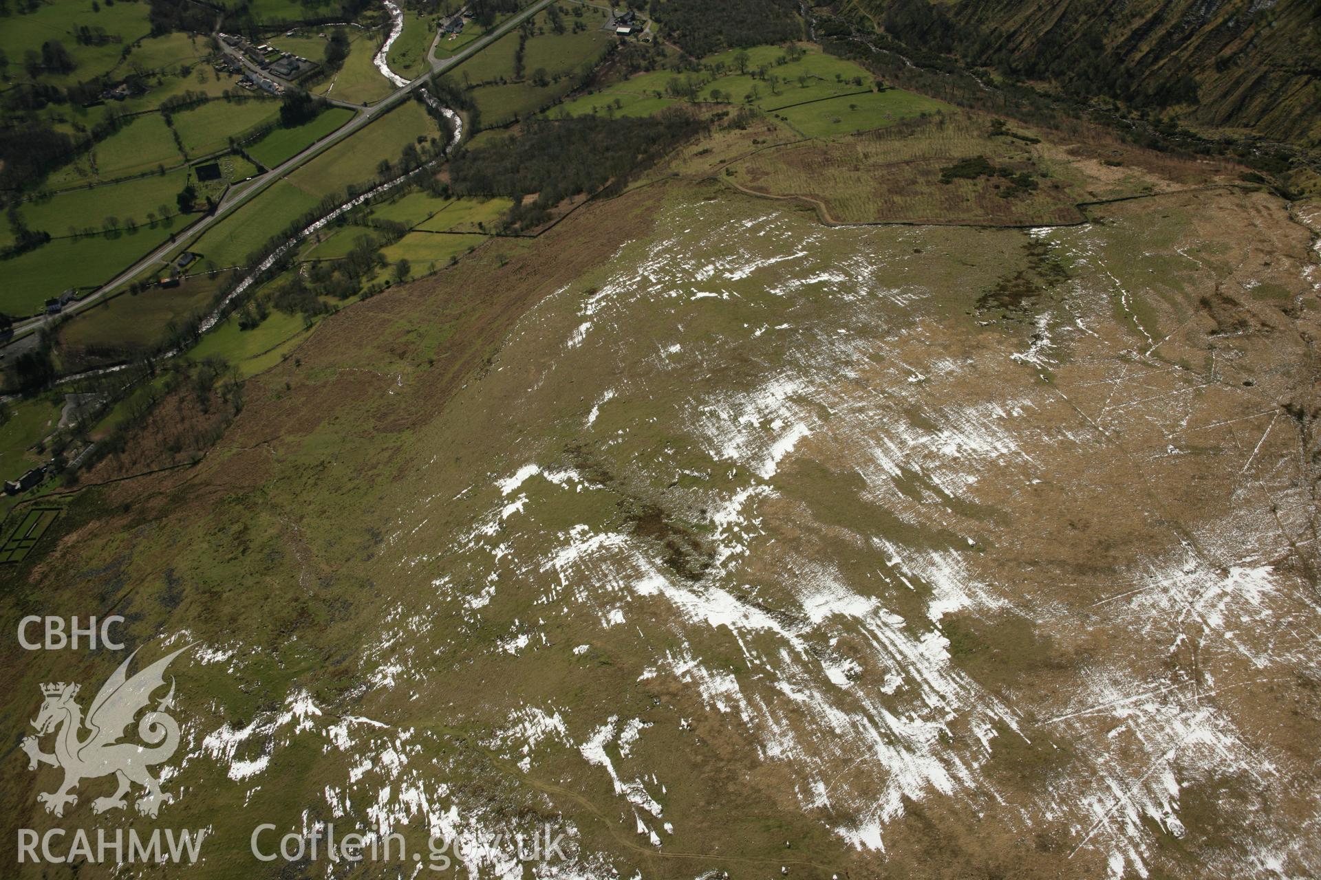 RCAHMW colour oblique aerial photograph of Allt Fach Deserted Rural Settlement. Taken on 21 March 2007 by Toby Driver