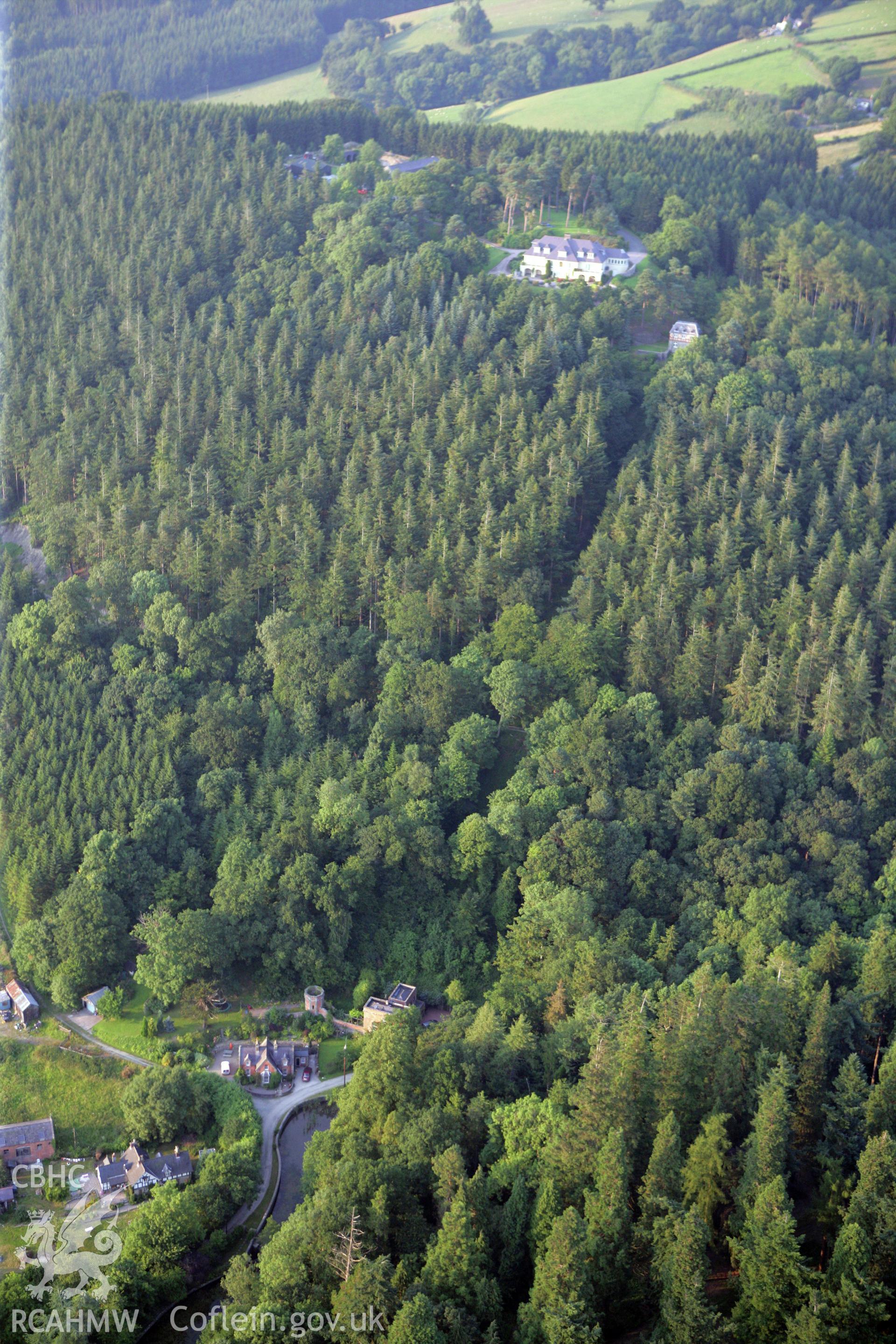 RCAHMW colour oblique photograph of Old Cable House, The Funicular Railway, Leighton Estate, near Welshpool. Taken by Toby Driver on 24/07/2008.