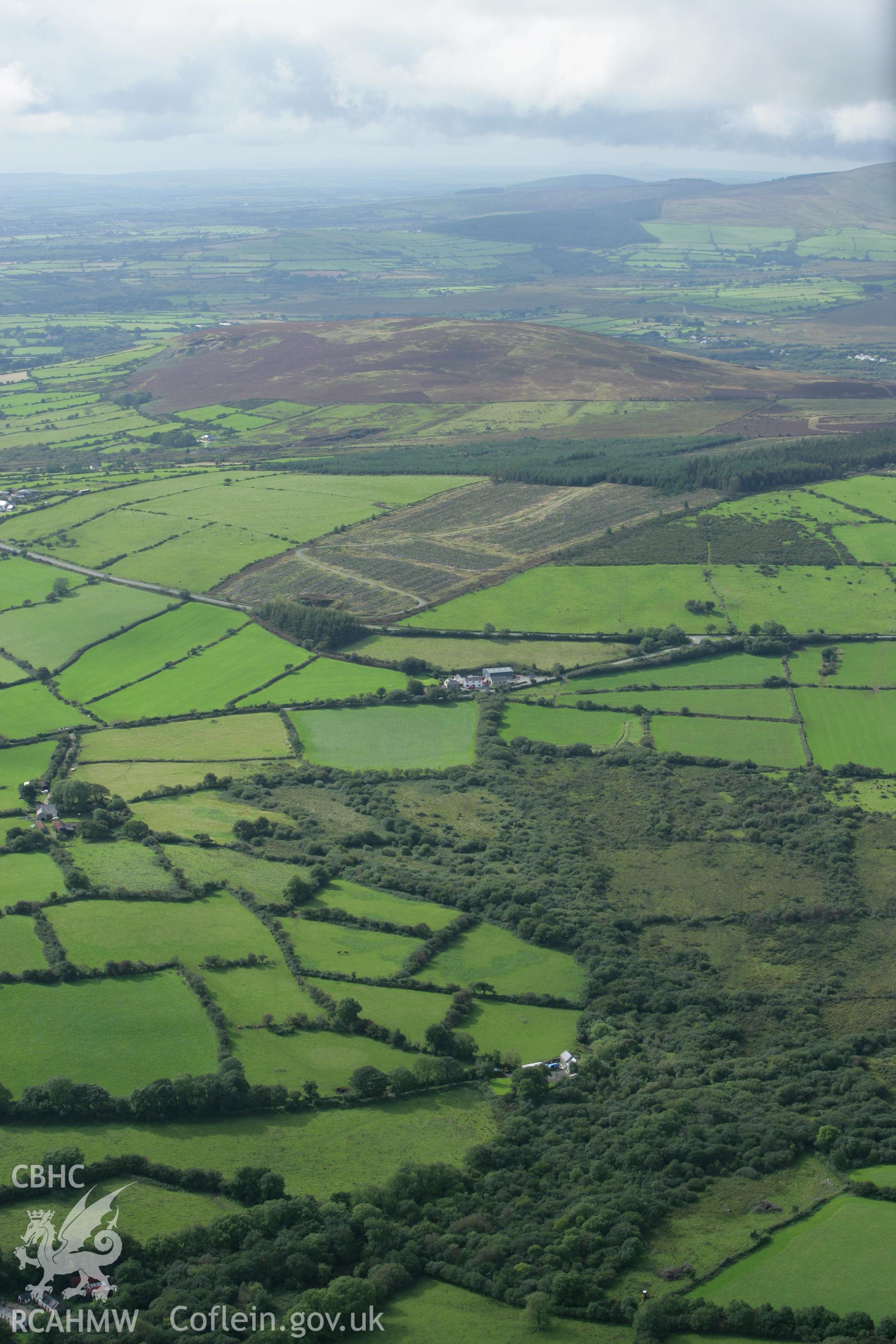 RCAHMW colour oblique photograph of landscape looking west towards Foel Dyrch, from Waun Portis Melin. Taken by Toby Driver on 12/09/2008.