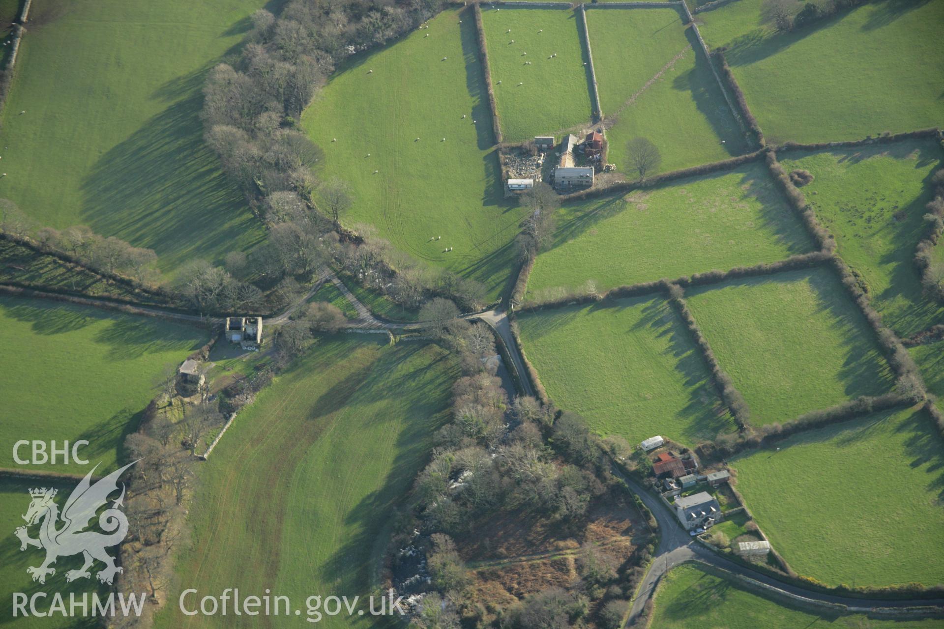 RCAHMW colour oblique aerial photograph of Pont-y-Cim Bridge. Taken on 25 January 2007 by Toby Driver