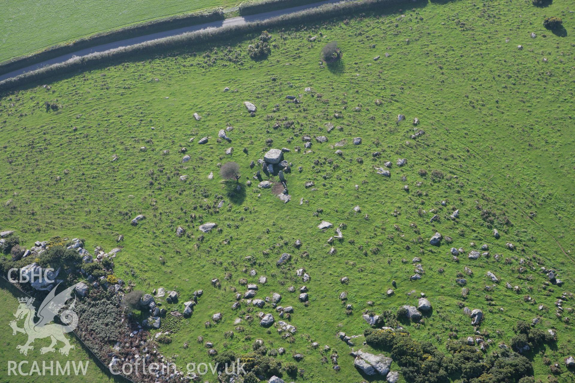 RCAHMW colour oblique photograph of Carn Turne burial chamber; Garn Turne; Old Coldstone. Taken by Toby Driver on 23/10/2007.