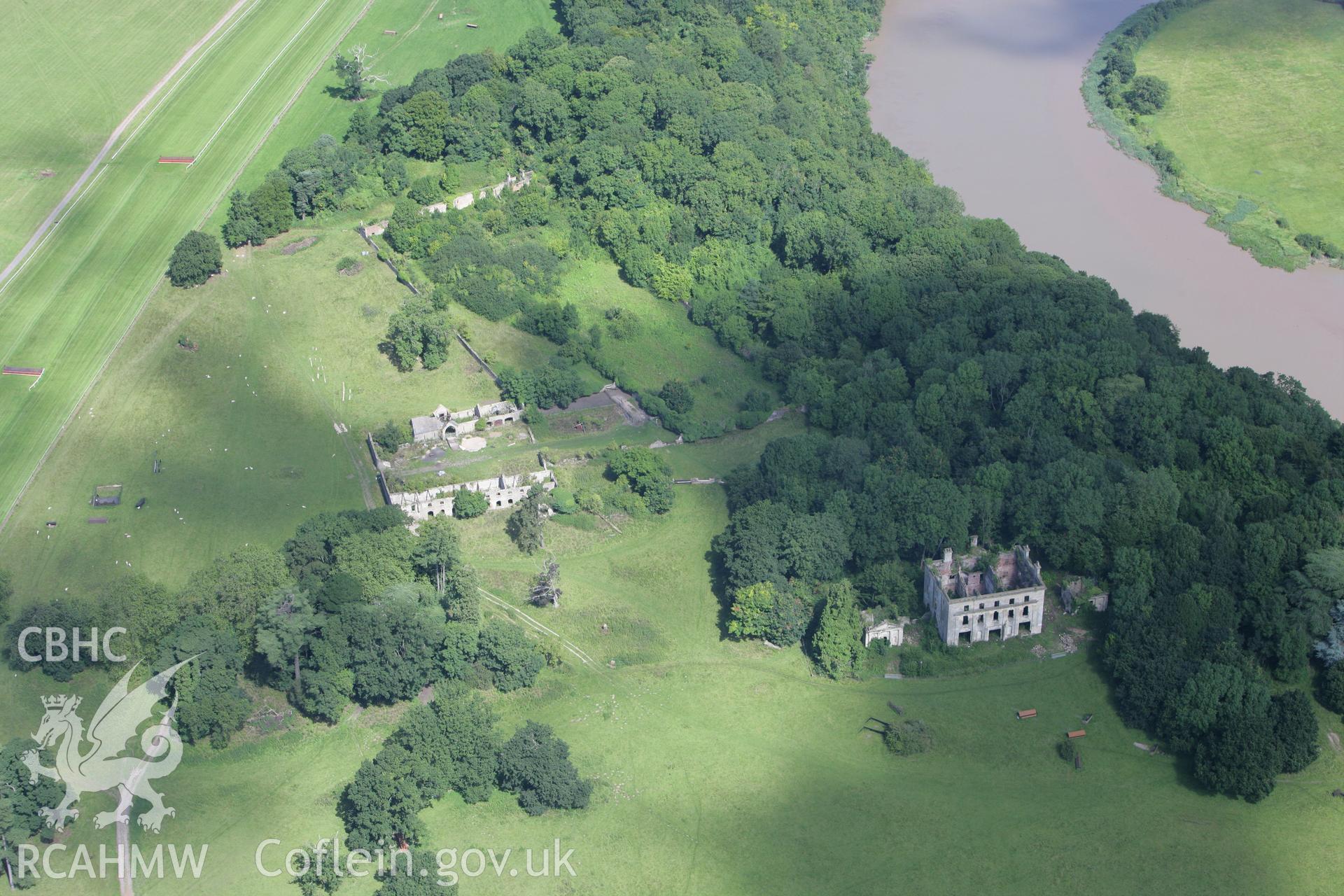 RCAHMW colour oblique photograph of Piercefield House and Garden ruins. Taken by Toby Driver on 21/07/2008.