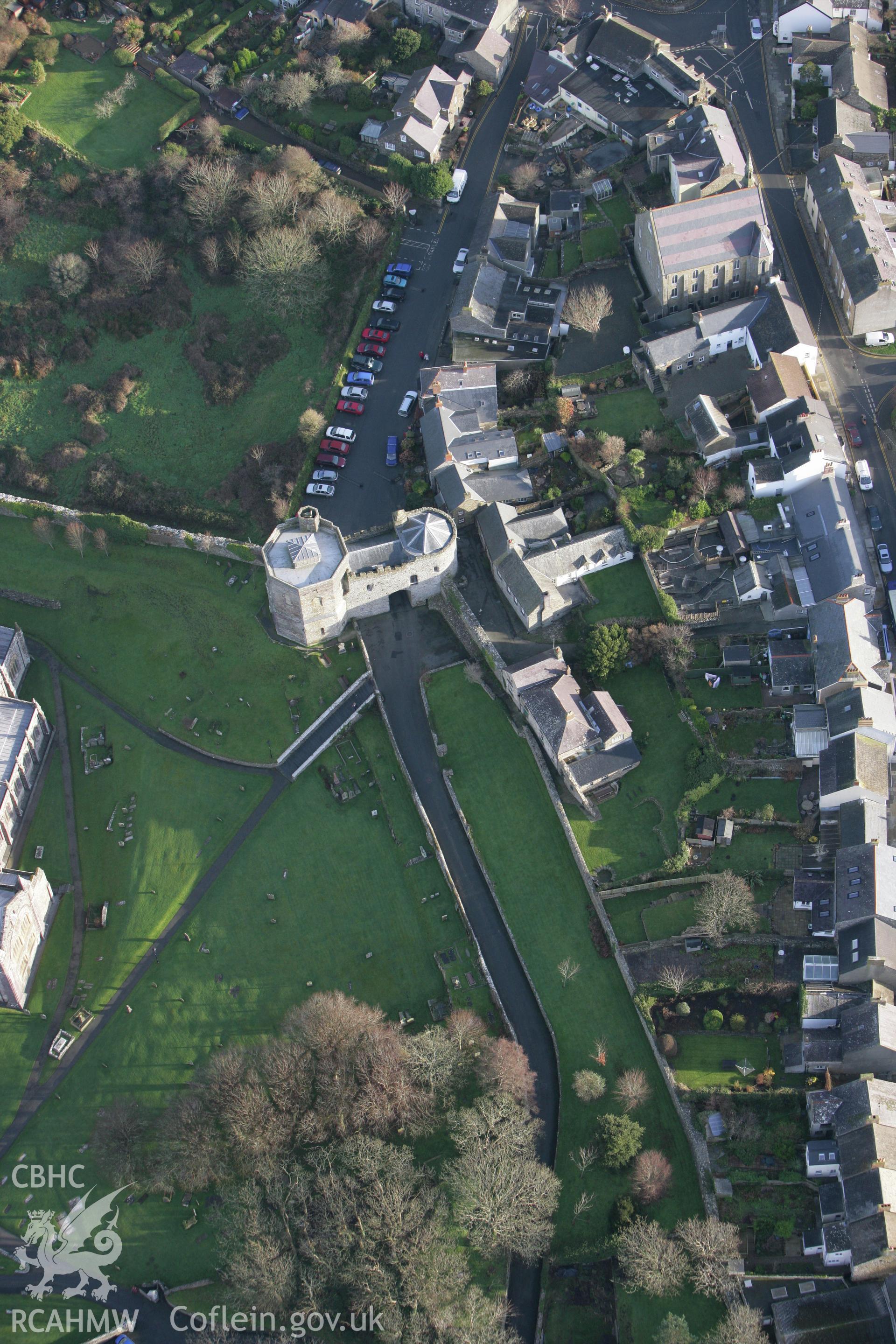 RCAHMW colour oblique photograph of St David's Cathedral Close. Taken by Toby Driver on 15/12/2008.