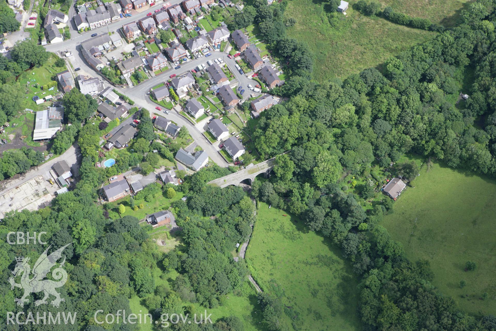 RCAHMW colour oblique aerial photograph of Ffrith Roman Site. Taken on 24 July 2007 by Toby Driver