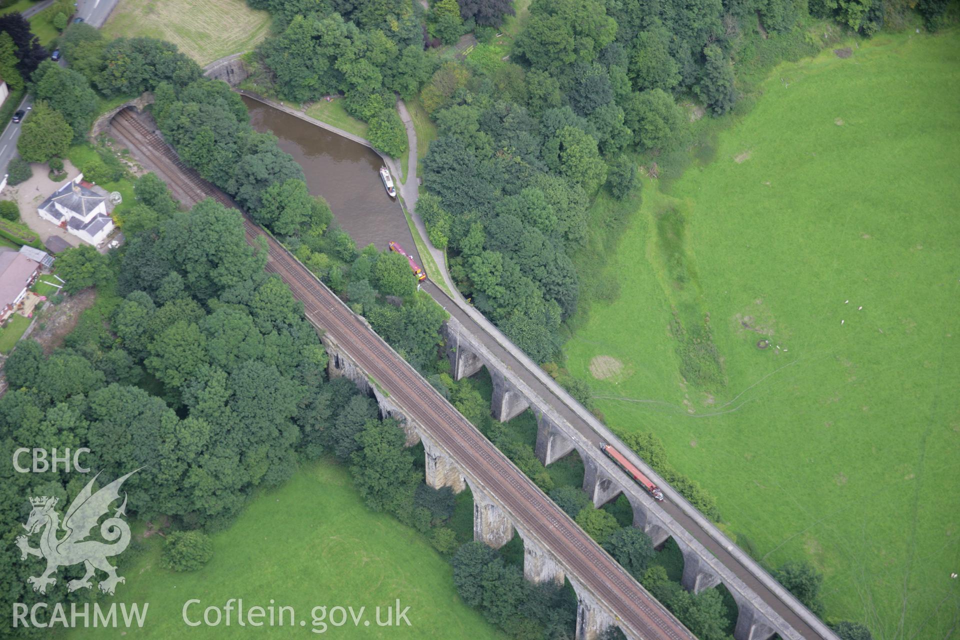 RCAHMW colour oblique aerial photograph of Chirk Aqueduct, Llangollen Canal. Taken on 24 July 2007 by Toby Driver