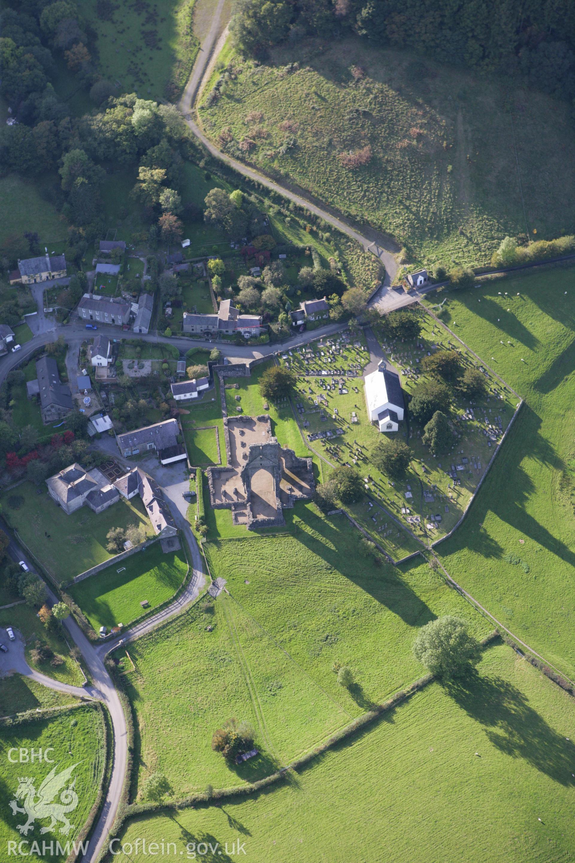 RCAHMW colour oblique photograph of Talley Abbey. Taken by Toby Driver on 04/10/2007.