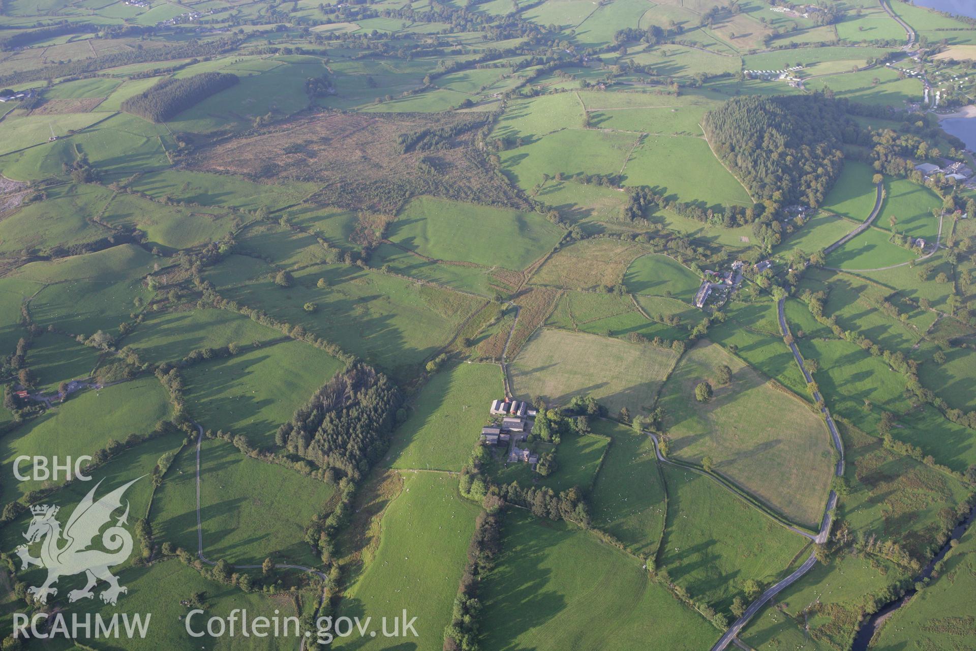 RCAHMW colour oblique aerial photograph of Caer Gai Roman Military Settlement. Taken on 06 September 2007 by Toby Driver