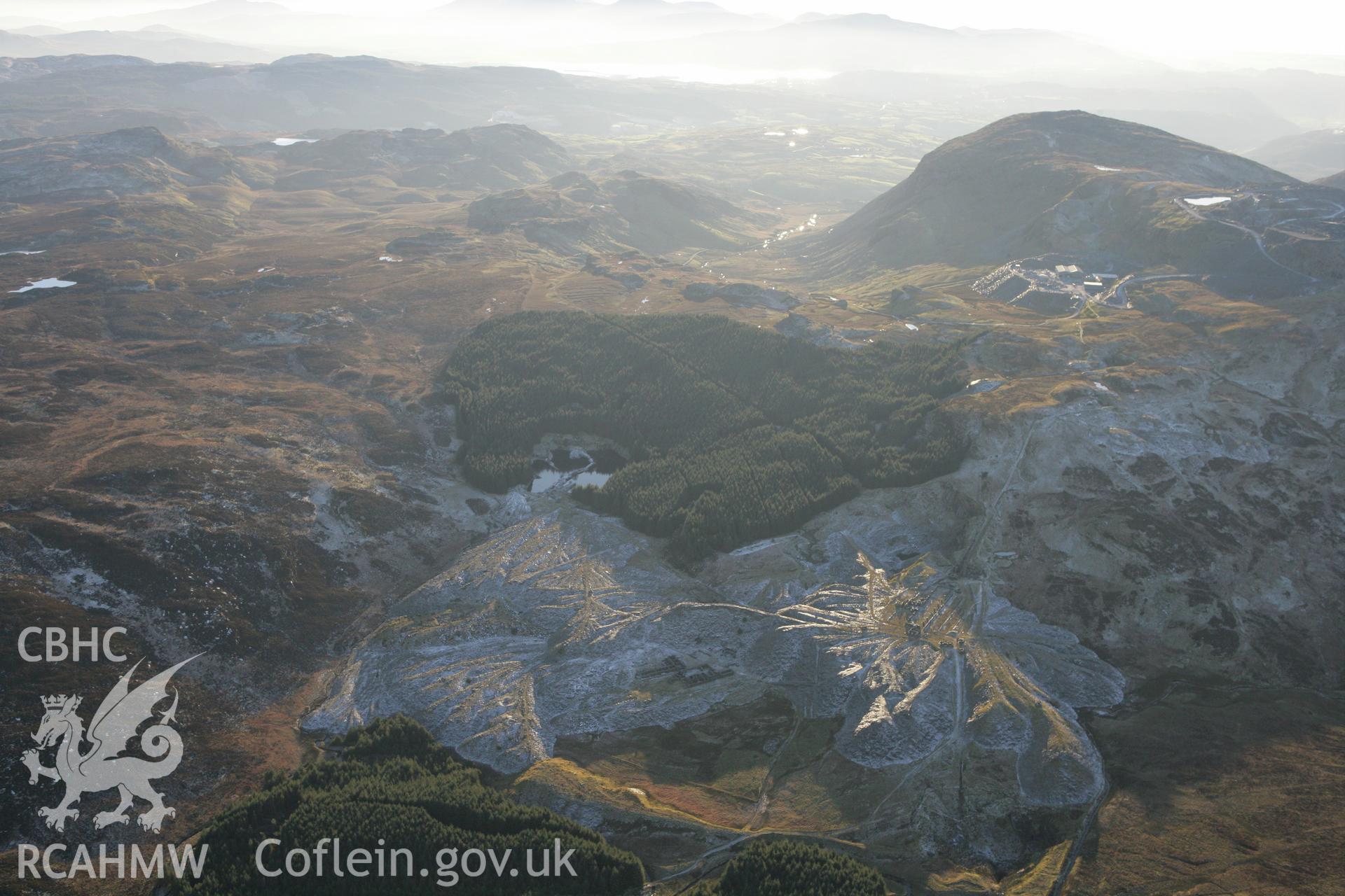 RCAHMW colour oblique photograph of Rhiwbach Slate Quarry. Taken by Toby Driver on 20/12/2007.