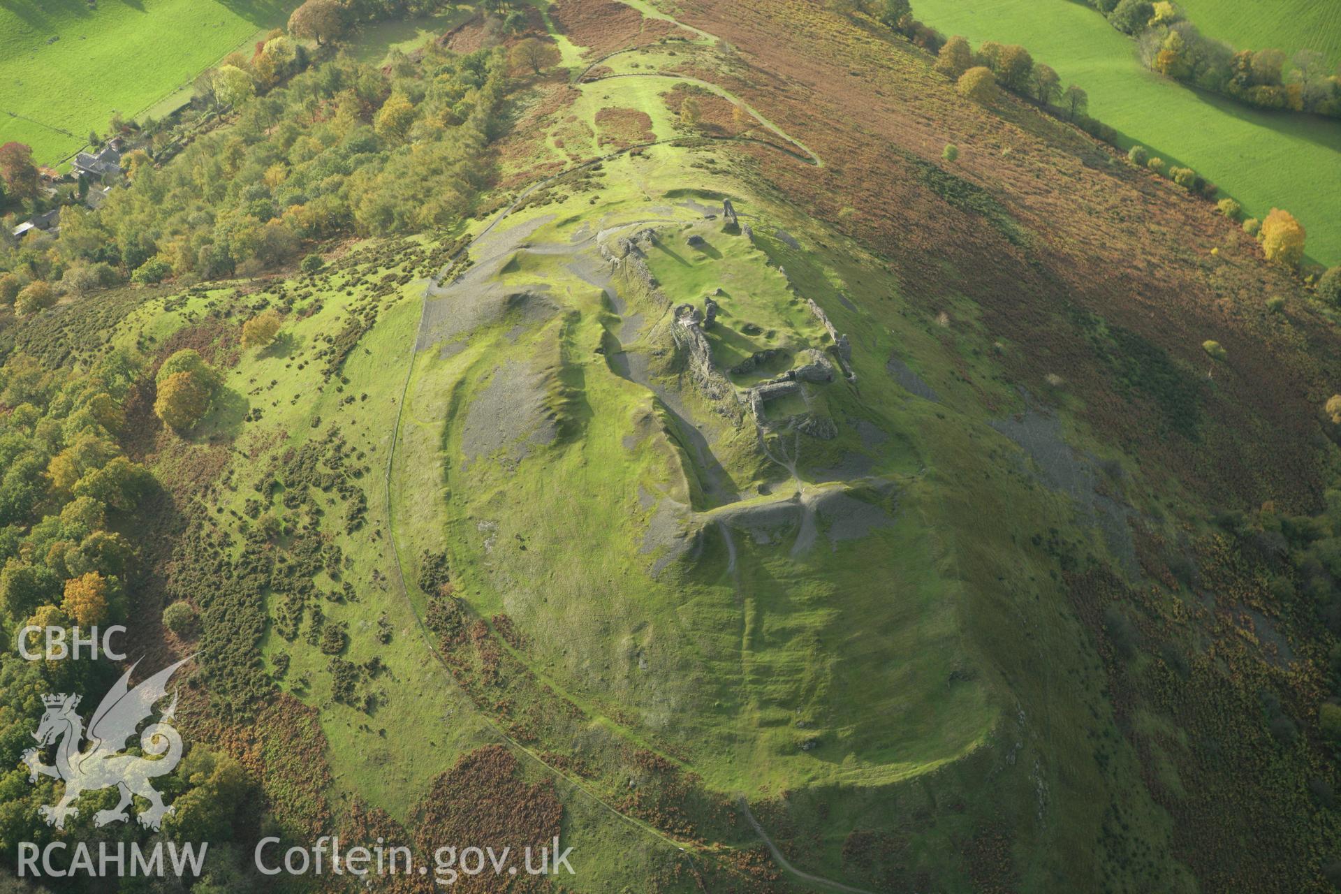 RCAHMW colour oblique photograph of Castell Dinas Bran, landscape from north. Taken by Toby Driver on 30/10/2007.