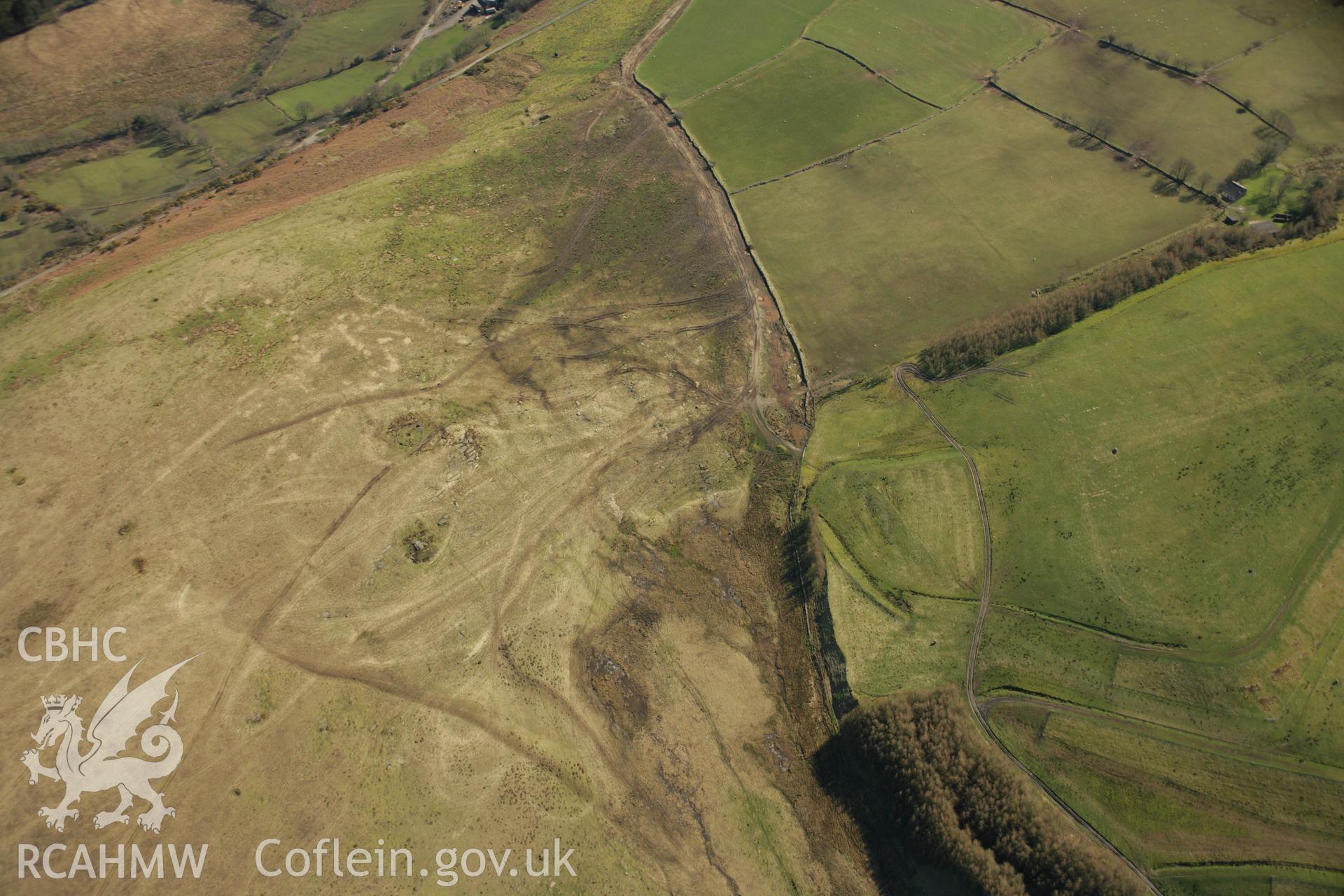 RCAHMW colour oblique aerial photograph of Carn Llechart (Cerrig Pikes), Mynydd Carnllechart, Pontardawe. Taken on 21 March 2007 by Toby Driver