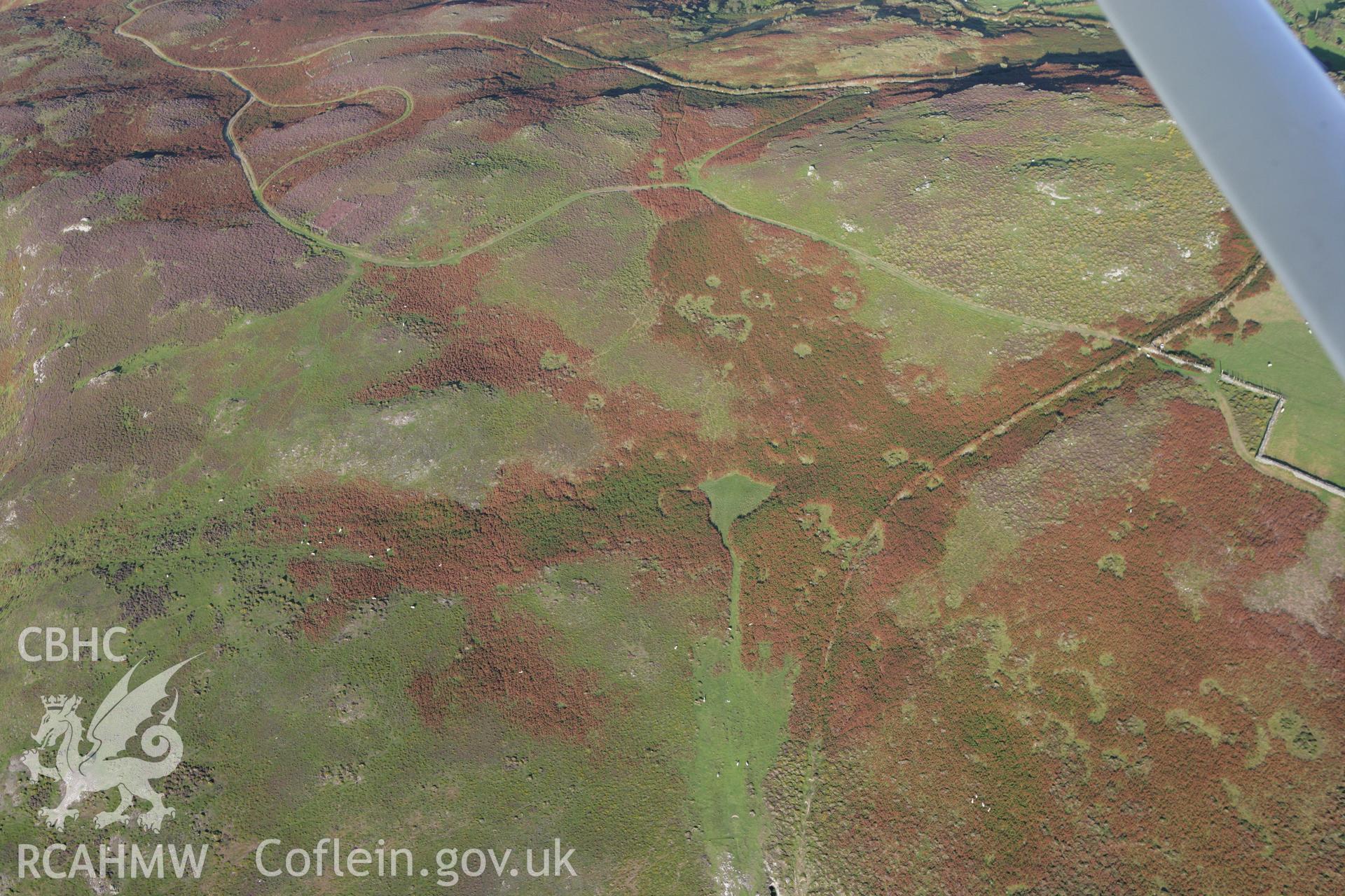 RCAHMW colour oblique aerial photograph of a hut circle west of Anelog. Taken on 06 September 2007 by Toby Driver