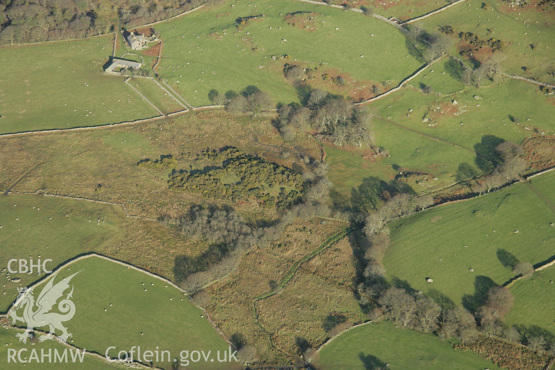 RCAHMW colour oblique aerial photograph of Ystum-Cegid Burial Chamber. Taken on 25 January 2007 by Toby Driver