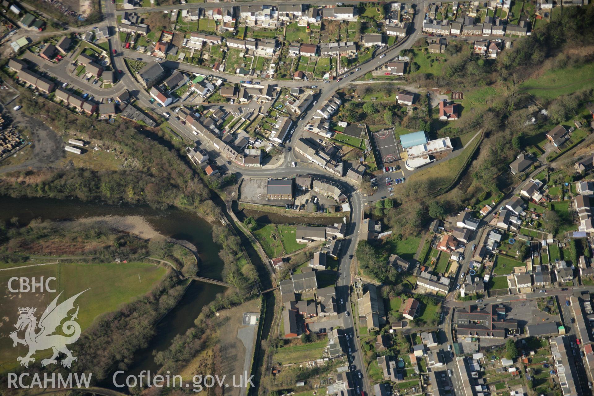 RCAHMW colour oblique aerial photograph of Lower Clydach Aqueduct, Swansea Canal. Taken on 21 March 2007 by Toby Driver