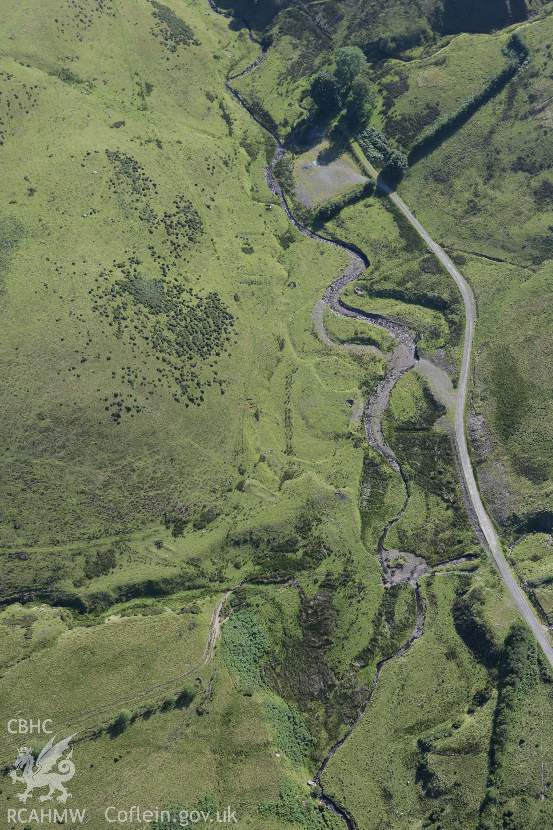 RCAHMW colour oblique aerial photograph of Blaen Duhonw Deserted Rural Settlement, Llangammarch Wells. Taken on 08 August 2007 by Toby Driver