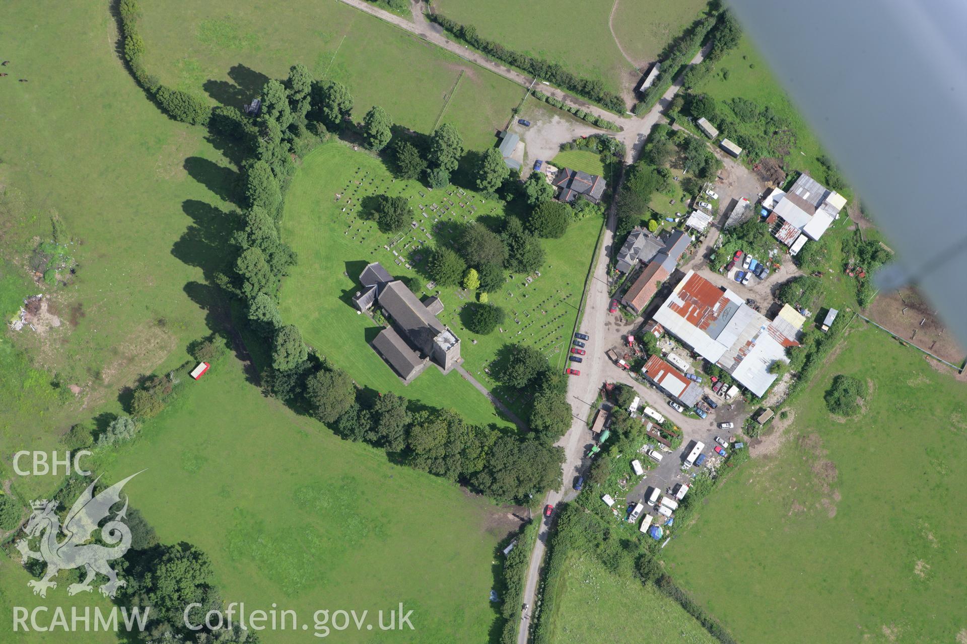 RCAHMW colour oblique aerial photograph of St Mary's Church, Marshfield. Taken on 30 July 2007 by Toby Driver