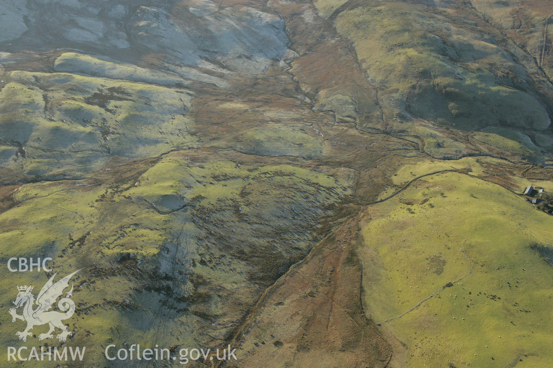 RCAHMW colour oblique photograph of Blaen Glasffrwd cairn cemetery. Taken by Toby Driver on 20/12/2007.