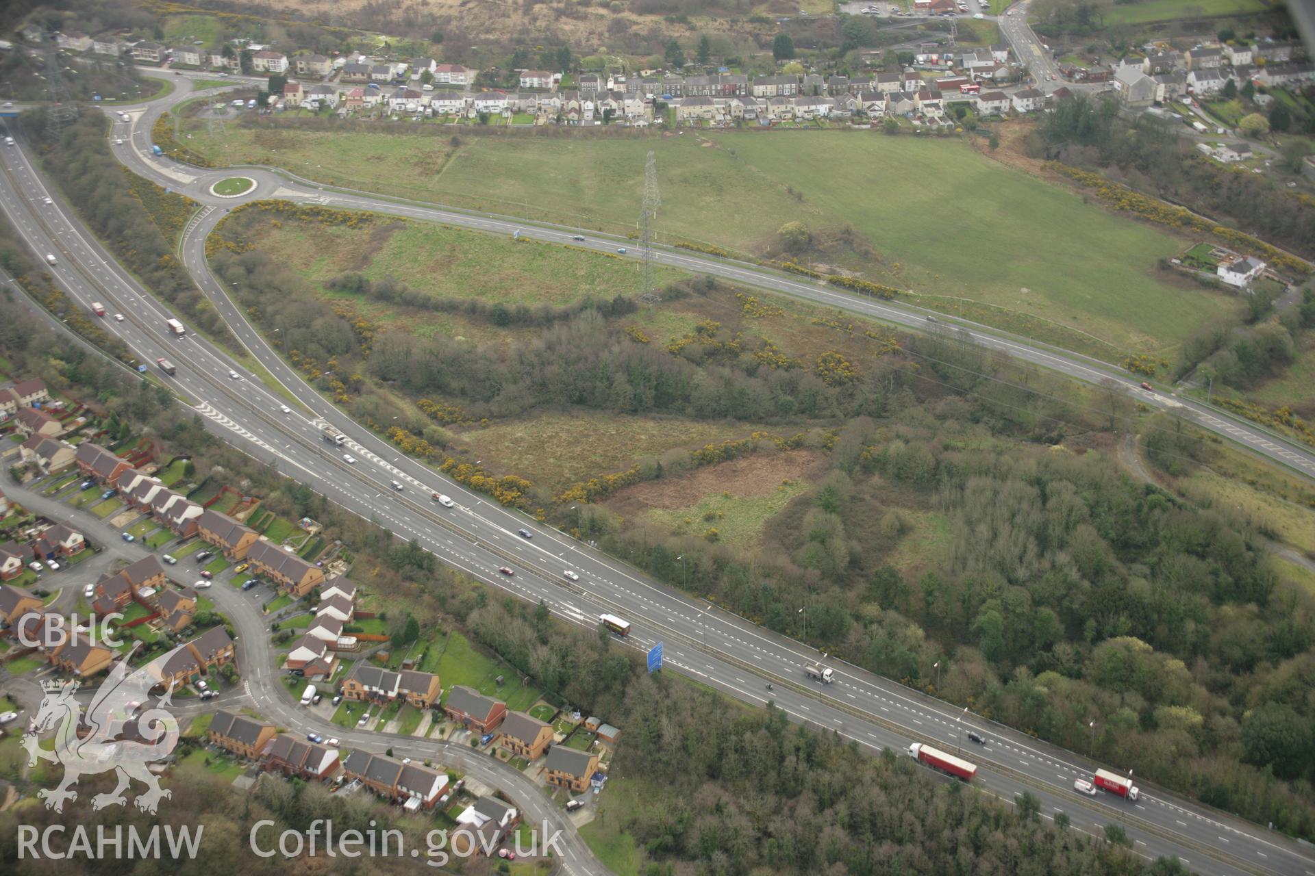 RCAHMW colour oblique aerial photograph of Gwernllwynchwith Colliery, Llansamlet. Taken on 16 March 2007 by Toby Driver