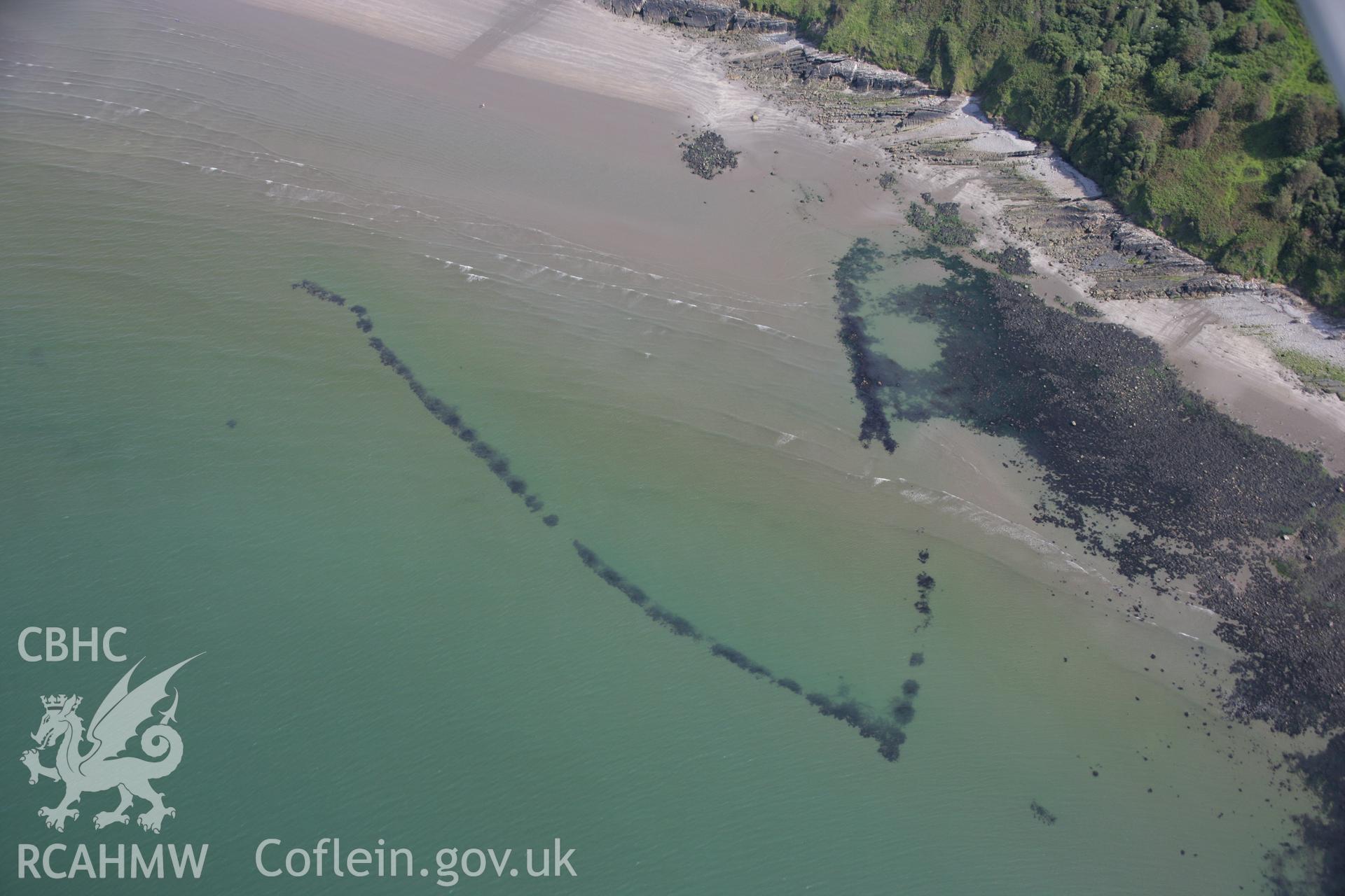 RCAHMW colour oblique aerial photograph of Poppit Fish Trap, dated  01 August 2007.