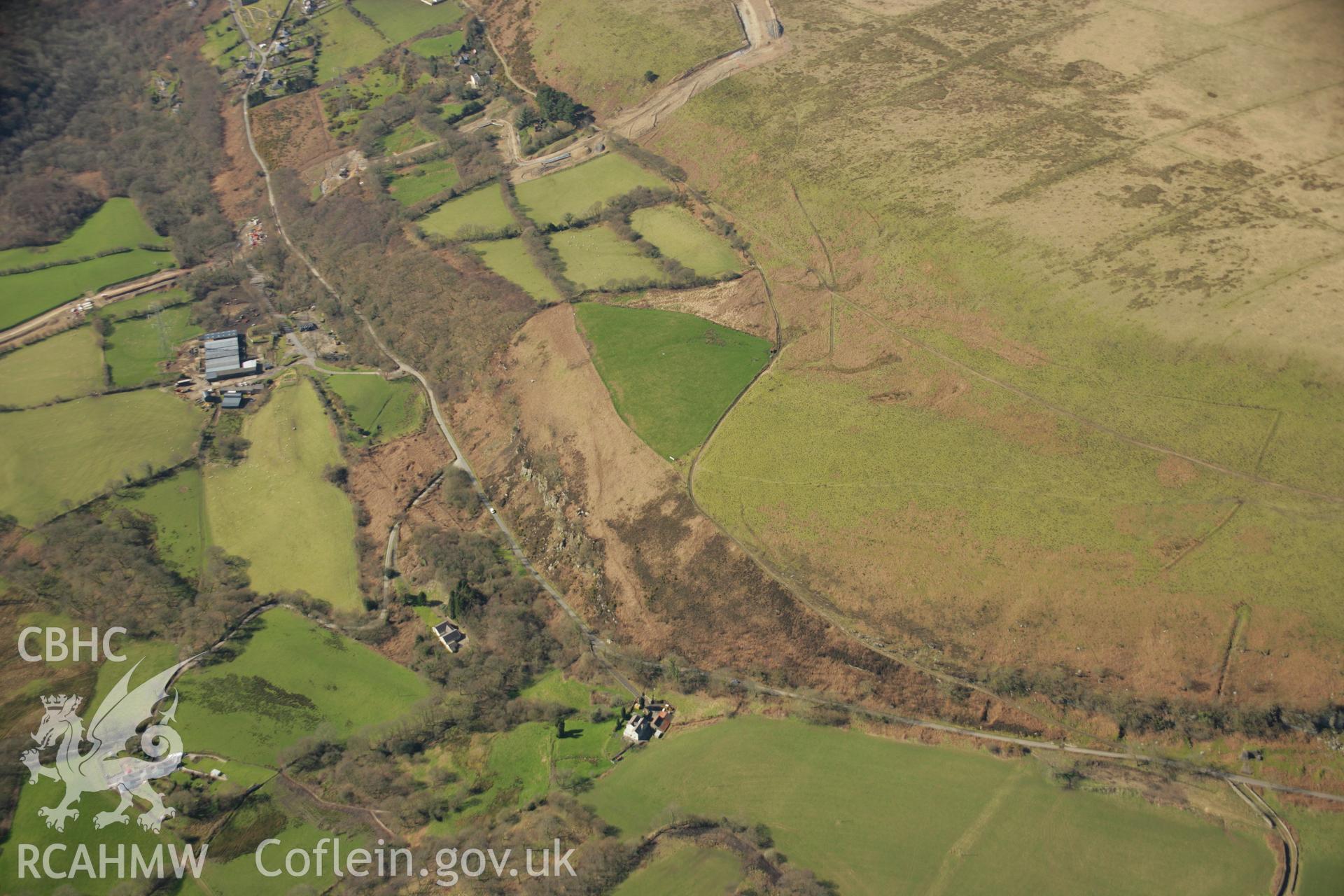 RCAHMW colour oblique aerial photograph of Graig Merthyr Railway Incline Summit, Cwm Clydach Railway. Taken on 21 March 2007 by Toby Driver