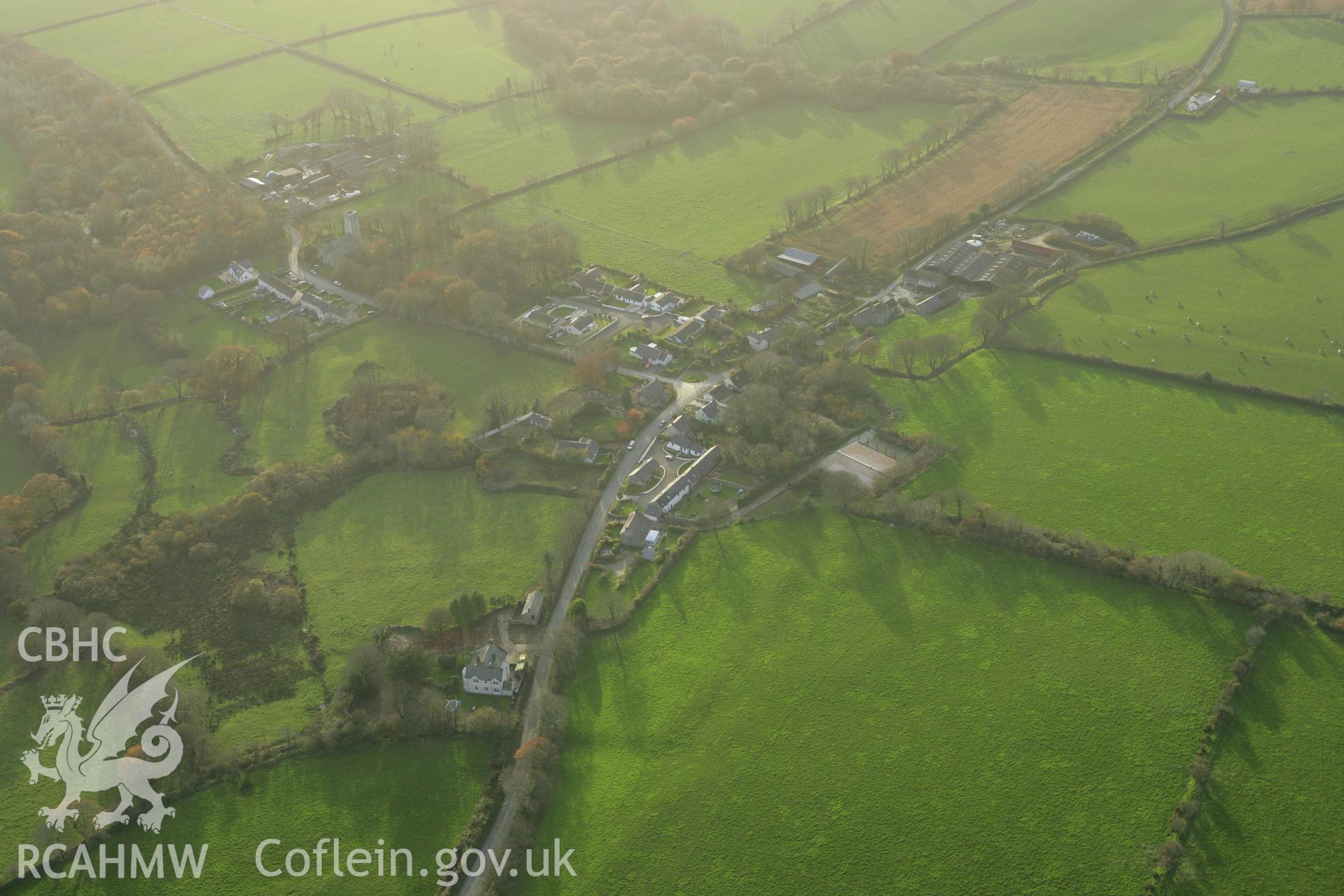 RCAHMW colour oblique photograph of Shrunken Village, New Moat. Taken by Toby Driver on 06/11/2007.