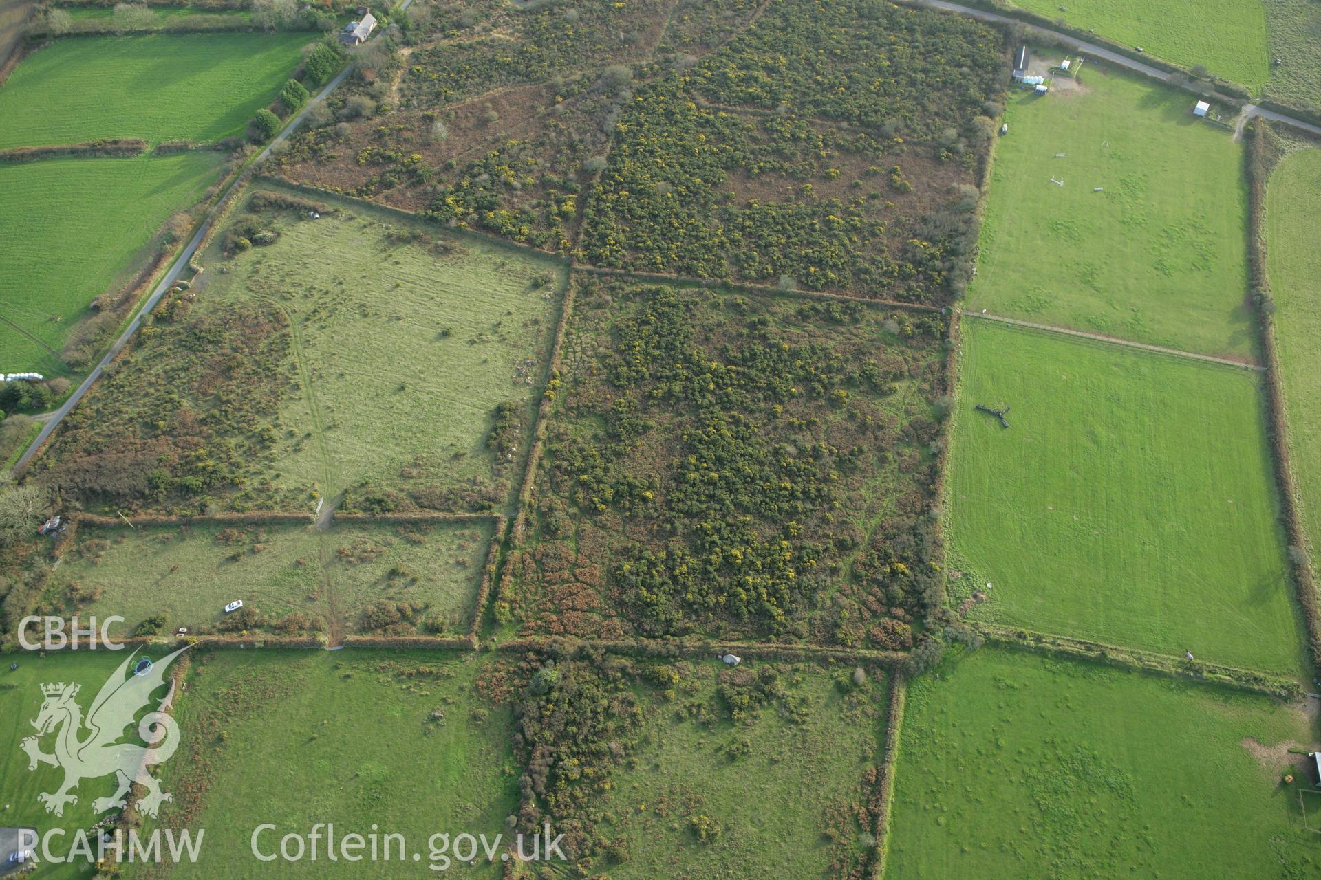 RCAHMW colour oblique photograph of Standing Stone 110m NW of Spring Gardens. Taken by Toby Driver on 06/11/2007.