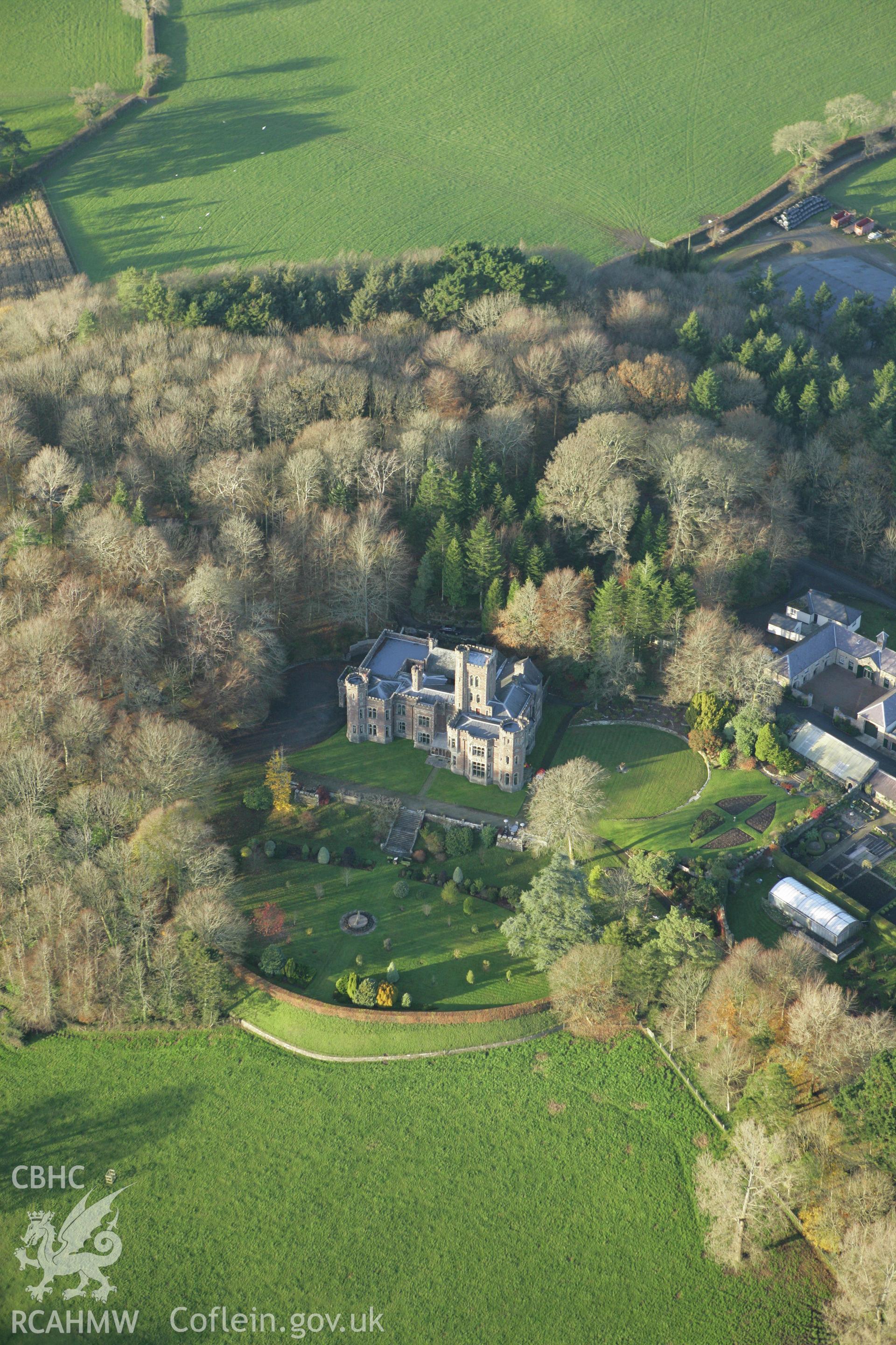 RCAHMW colour oblique photograph of Hean Castle. Taken by Toby Driver on 29/11/2007.