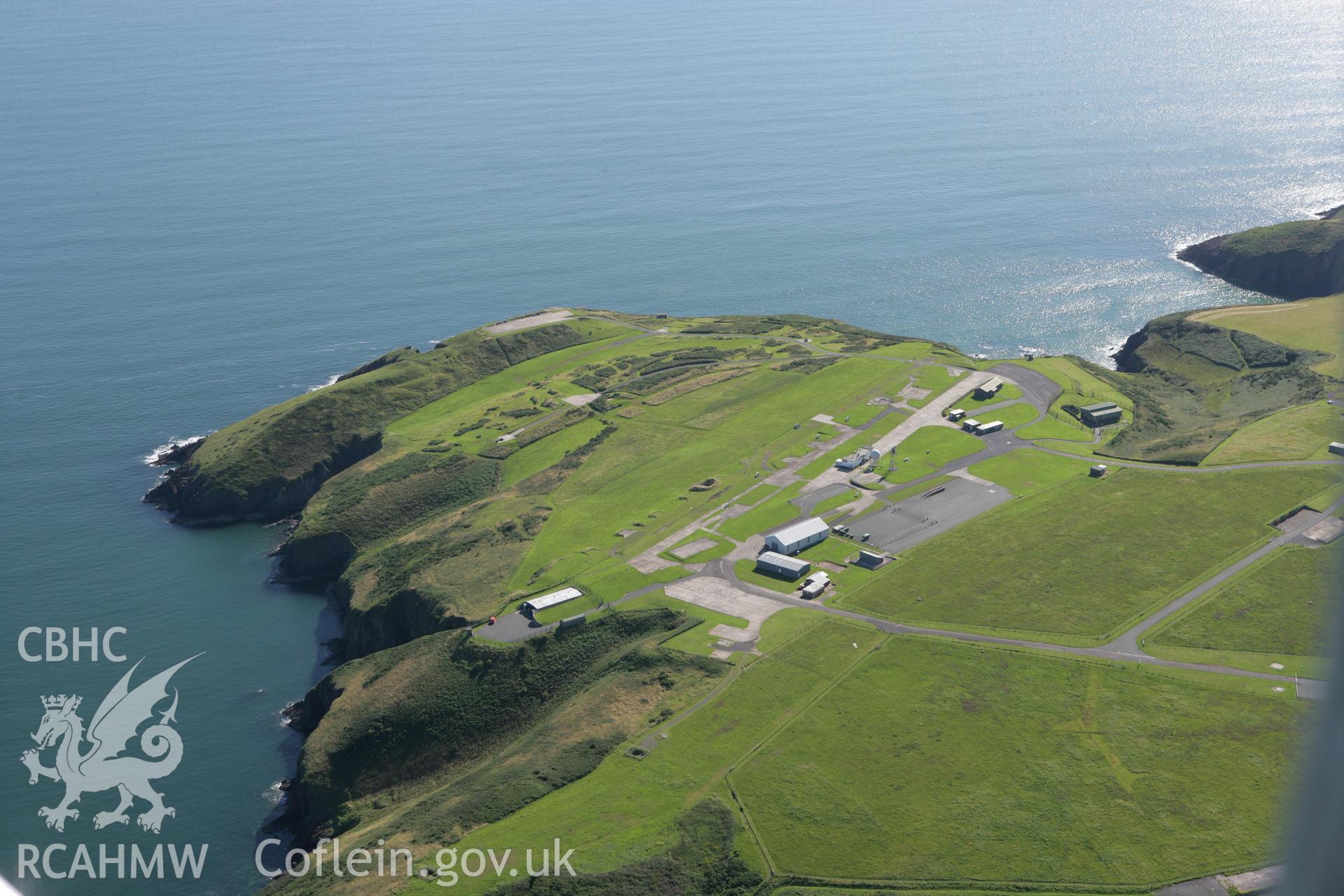 RCAHMW colour oblique aerial photograph of Manorbier Airfield and Camp. Taken on 30 July 2007 by Toby Driver