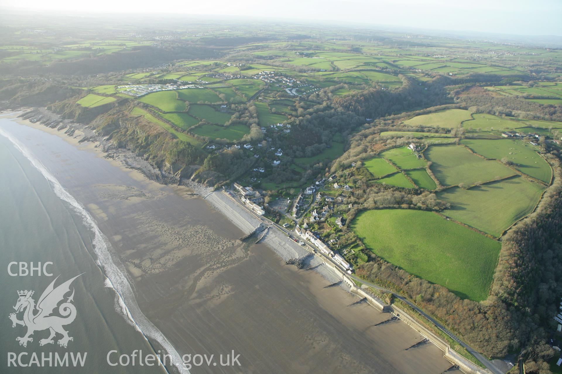 RCAHMW colour oblique photograph of Amroth, coastal landscape. Taken by Toby Driver on 29/11/2007.